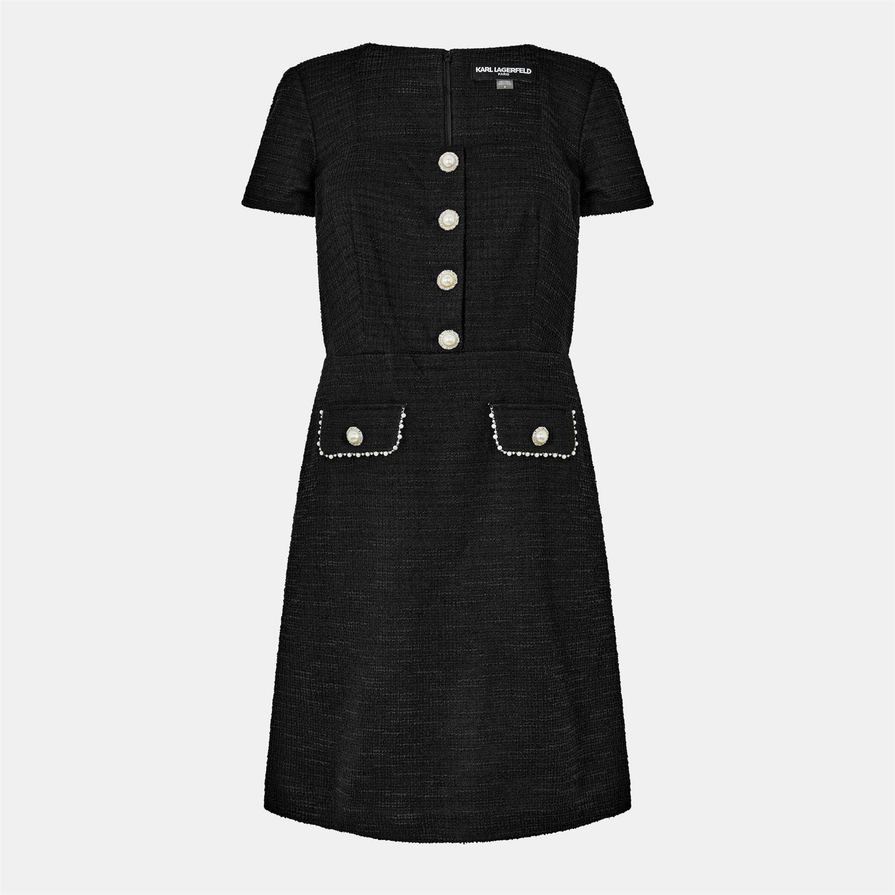 Karl Lagerfeld Tweed Crew Neck Short Sleeve Mini Dress