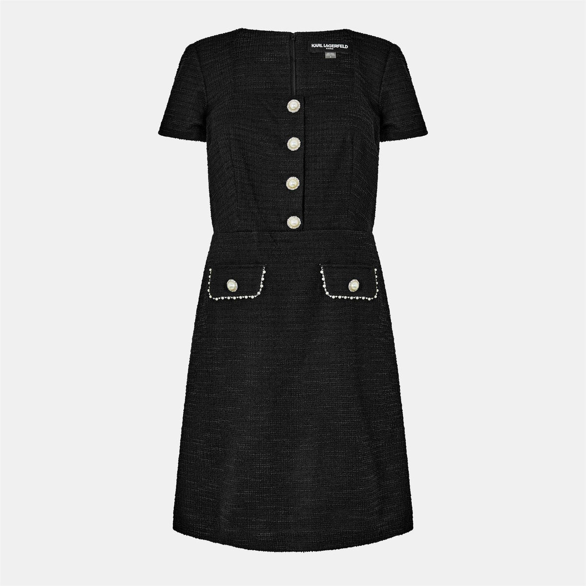 Karl Lagerfeld Tweed Crew Neck Short Sleeve Mini Dress