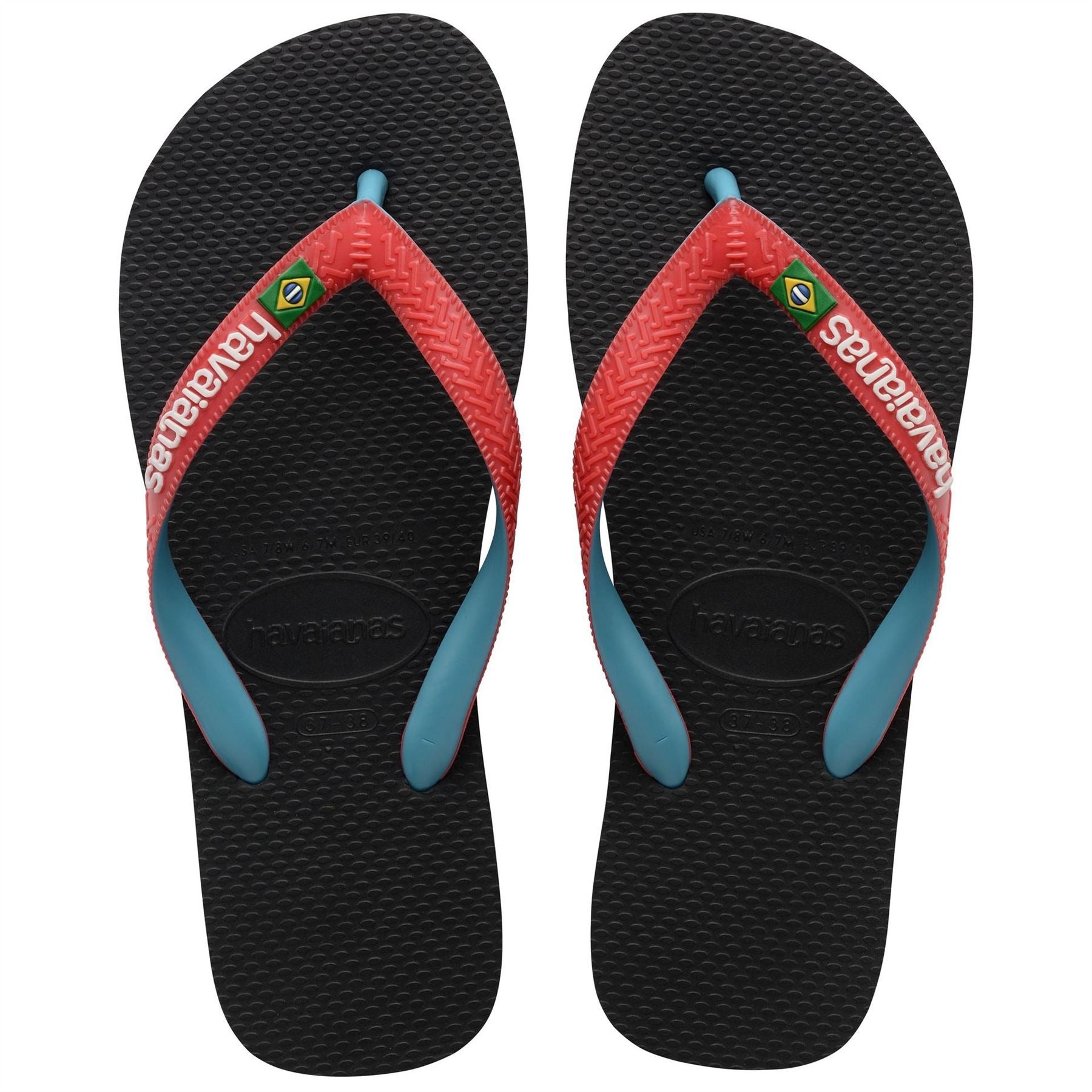 Havaianas Womens Hav. Brasil Mix Black Red Ruby 41 4 Flip Flops