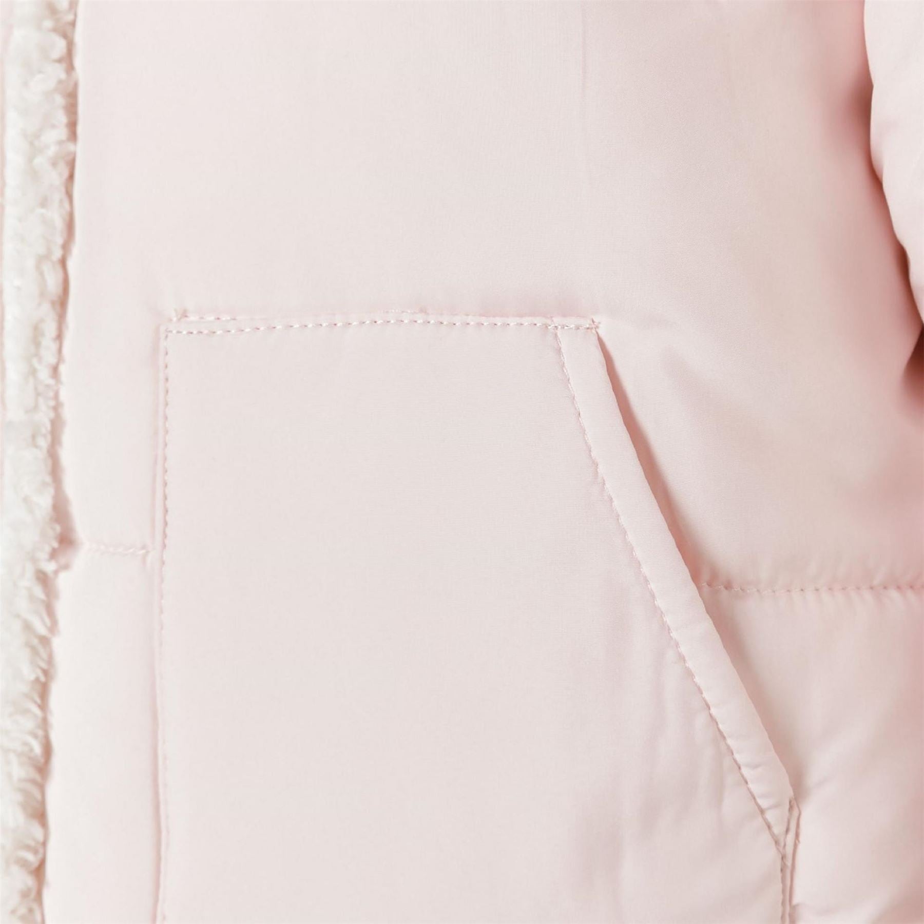 Minoti Baby Unisex Padded Jacket With Faux Fur Trim Light Pink