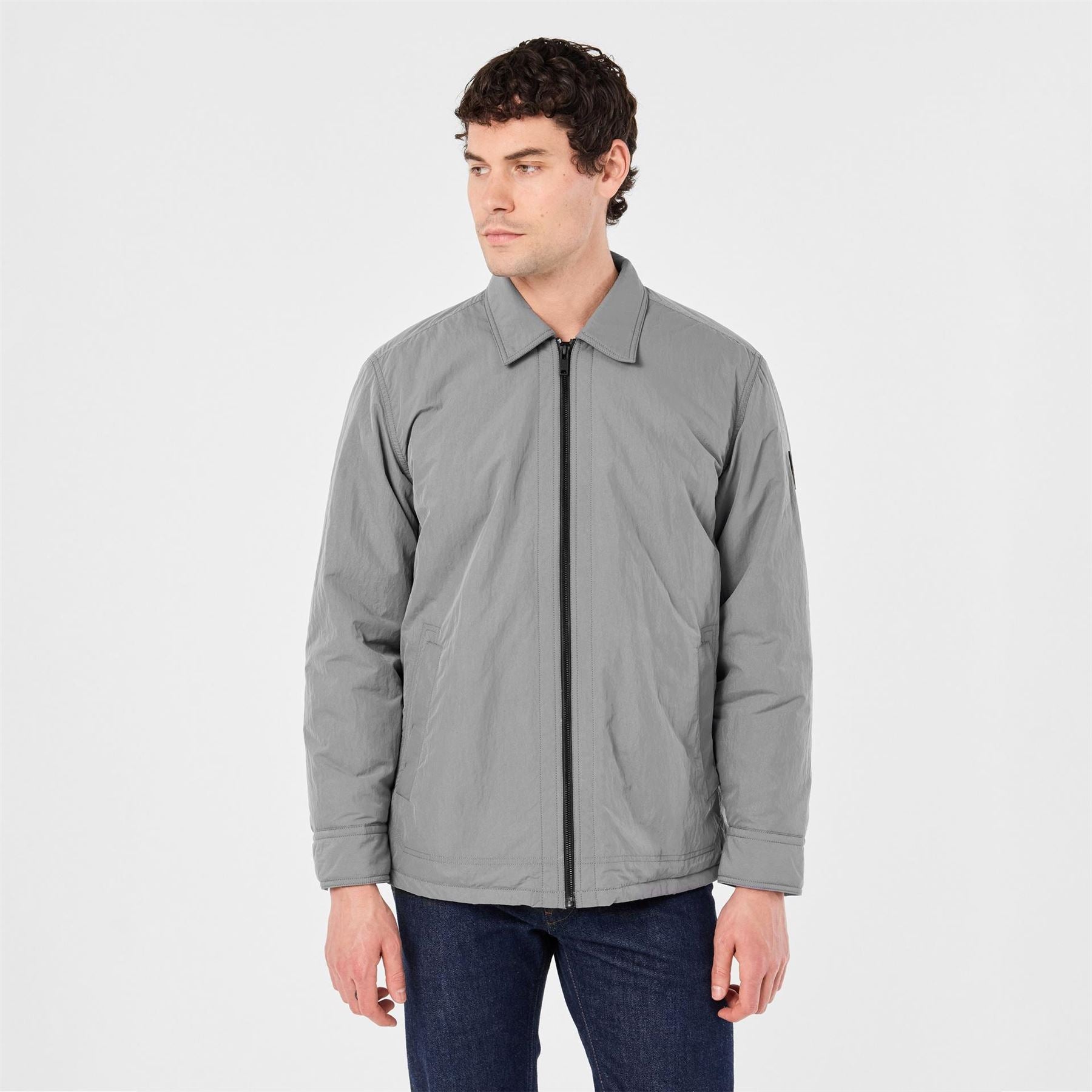 Boss Leejay Solid Patterned Overshirt with Zipped Pocket