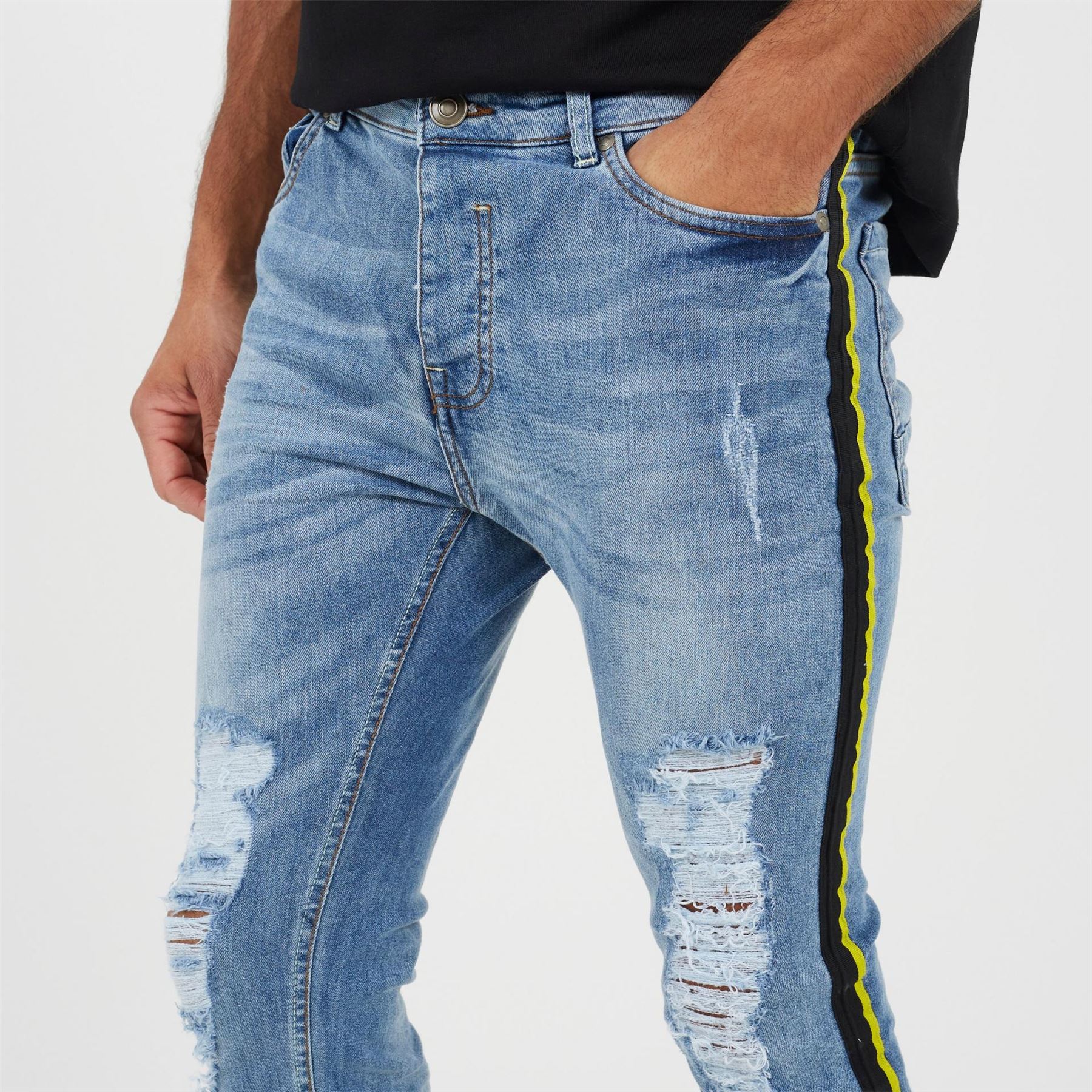 Brave Soul Denim Jean With Side Tape Detail