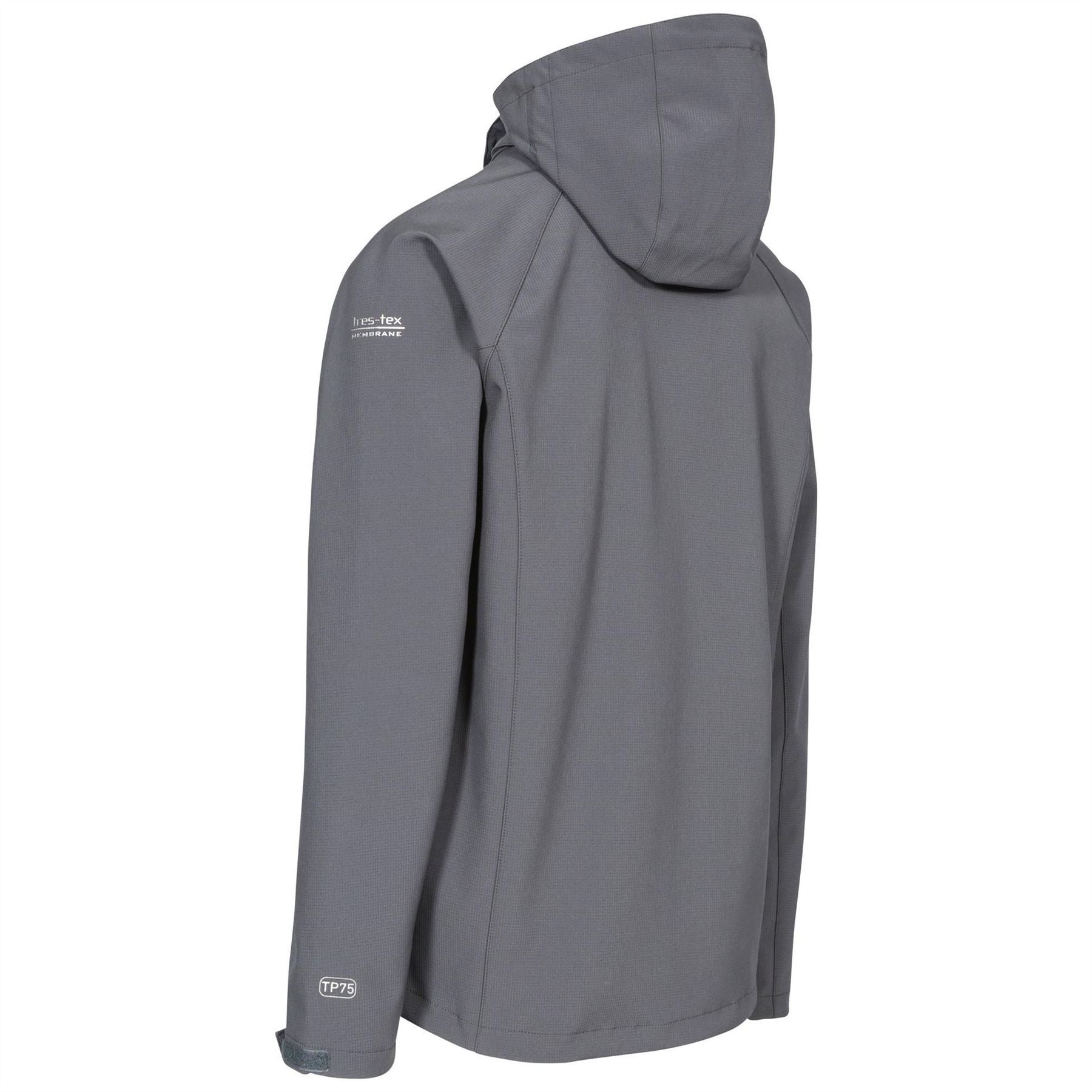 Trespass Nider Solid Patterned Hooded Softshell Jacket with Zipped Pocket