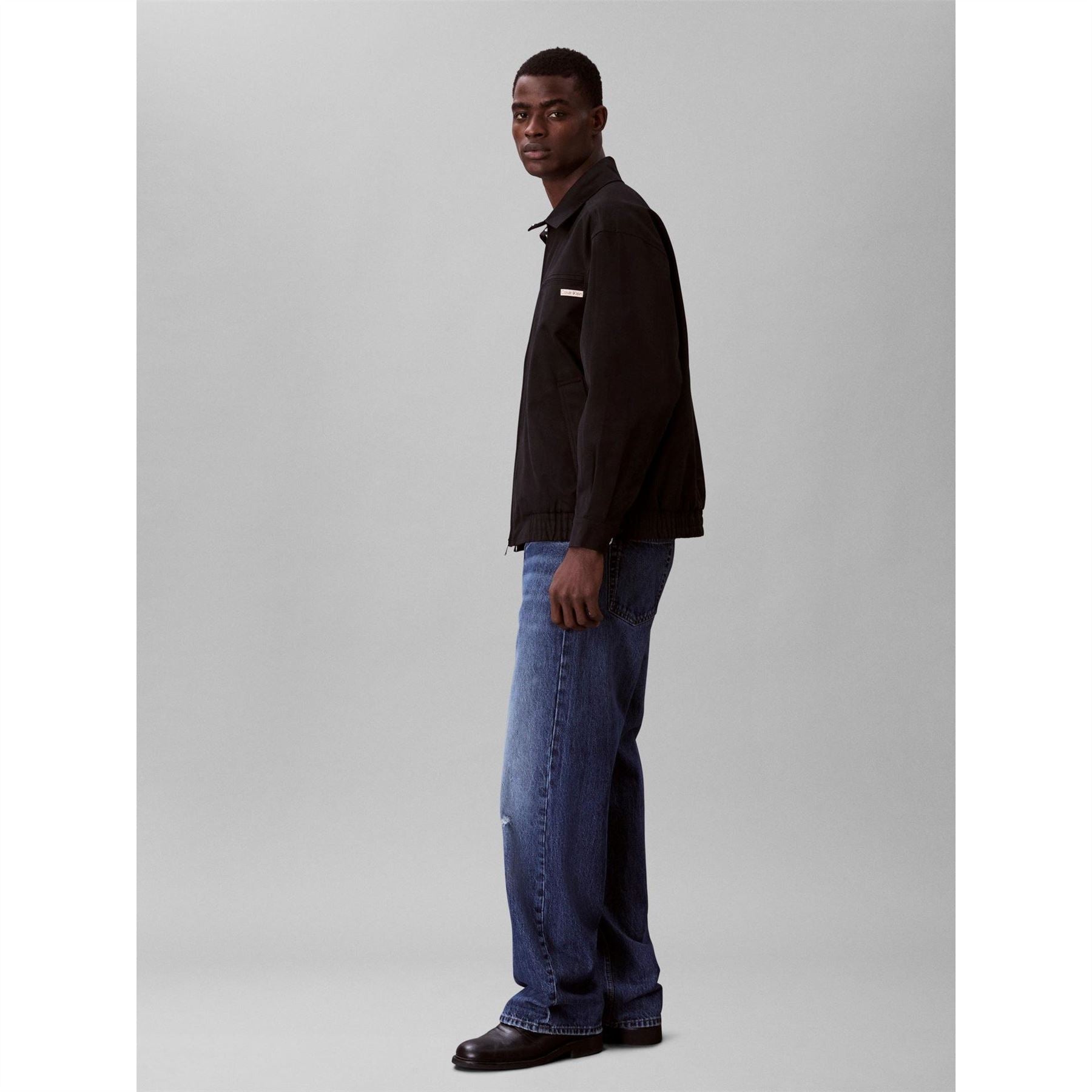 Calvin Klein Jeans Logo Shirt Jacket Long Sleeve Zip Parka