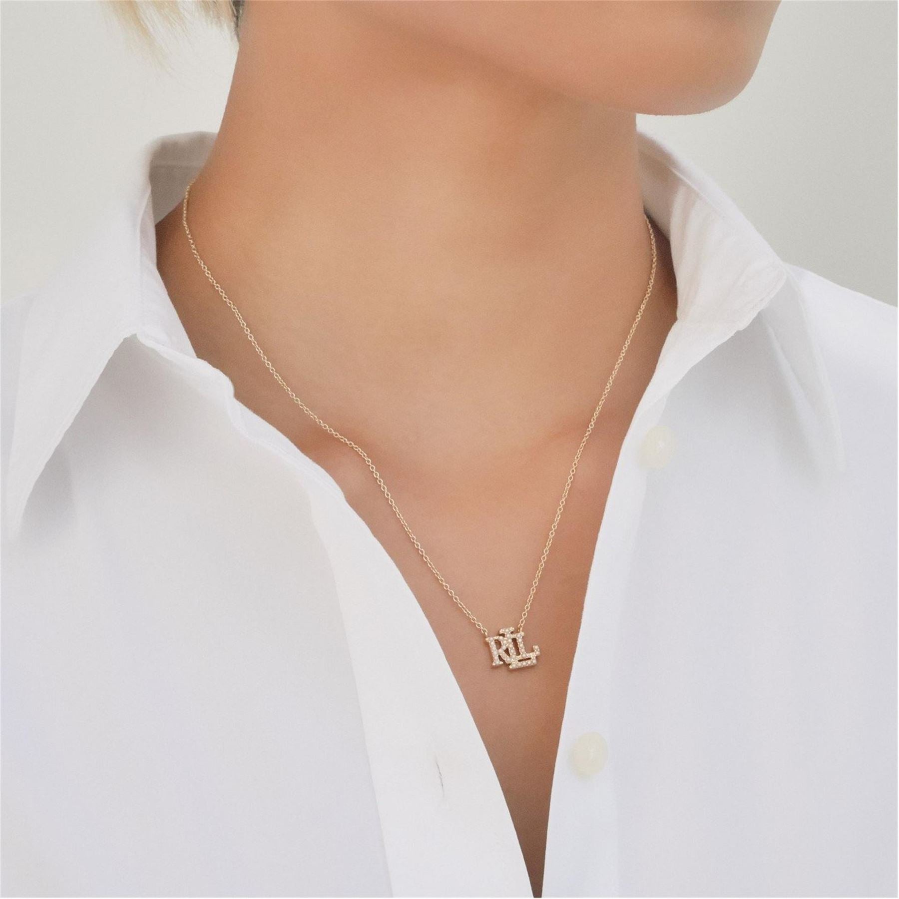 Lauren by Ralph Lauren Ralph Lauren Gold Pearl Logo Necklace