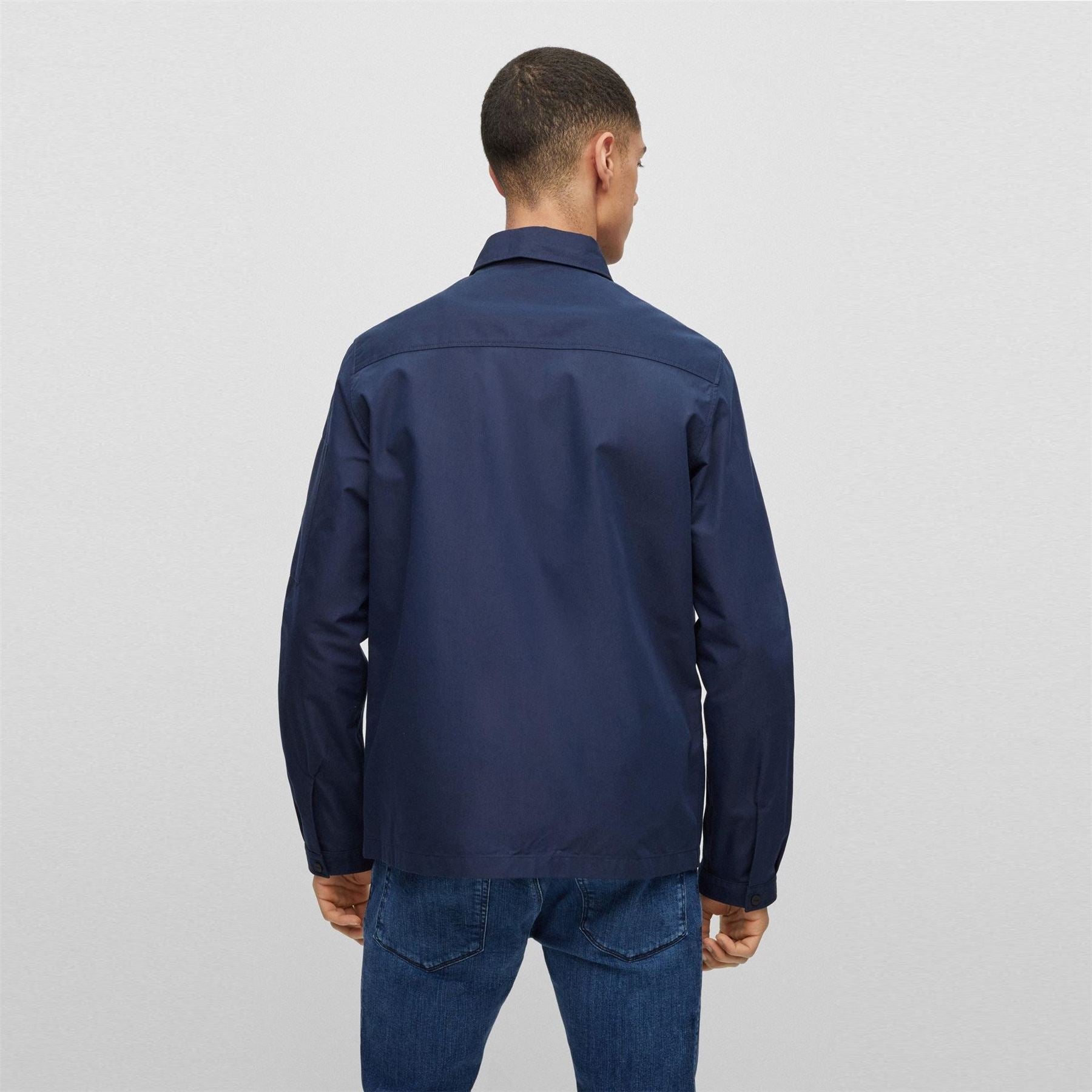 Hugo HUGO Emmond Cotton Long Sleeve Zip Overshirt   Contemporary Design with Logo Detail