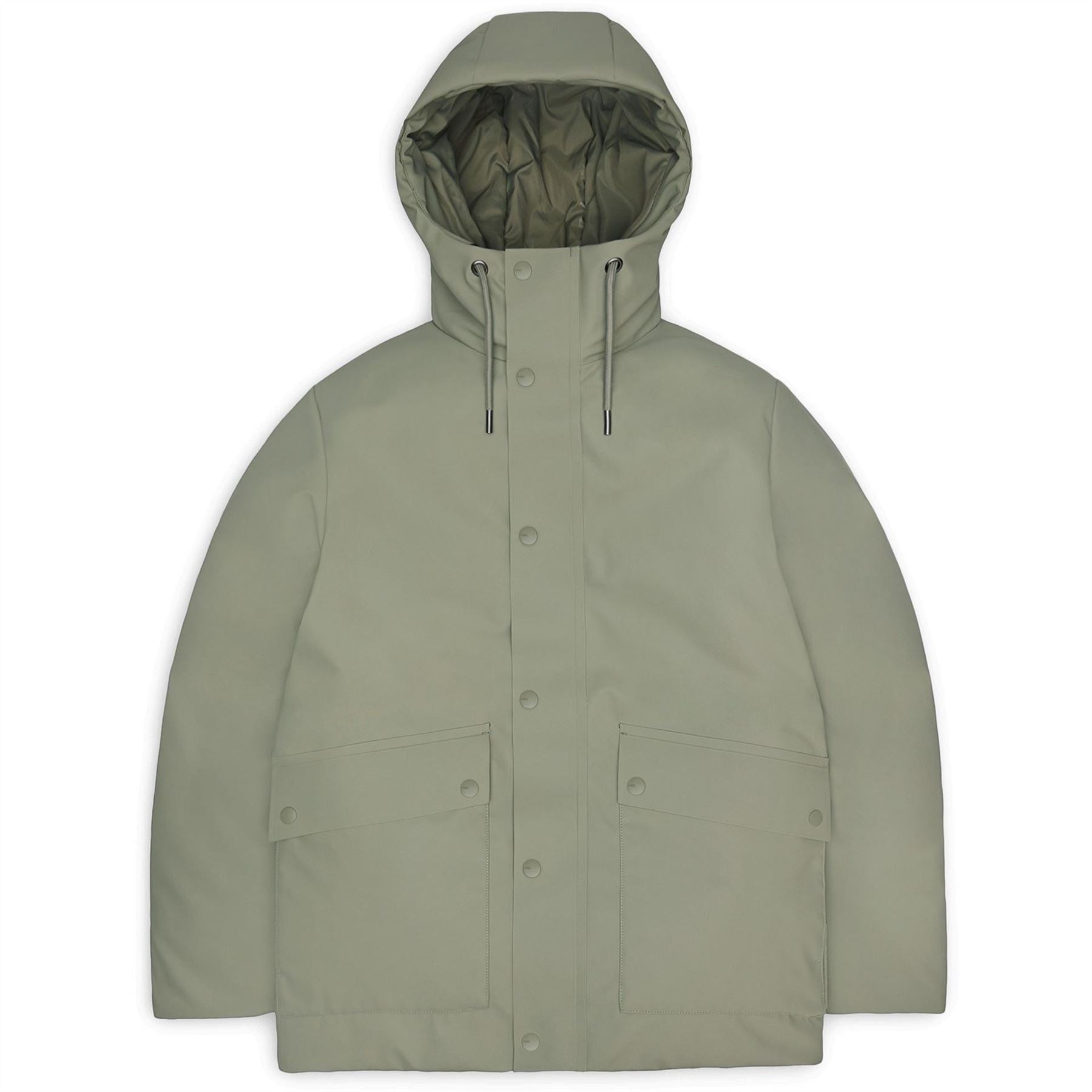 Rains Nome Hooded Snap Button Solid Patterned Parka Coat