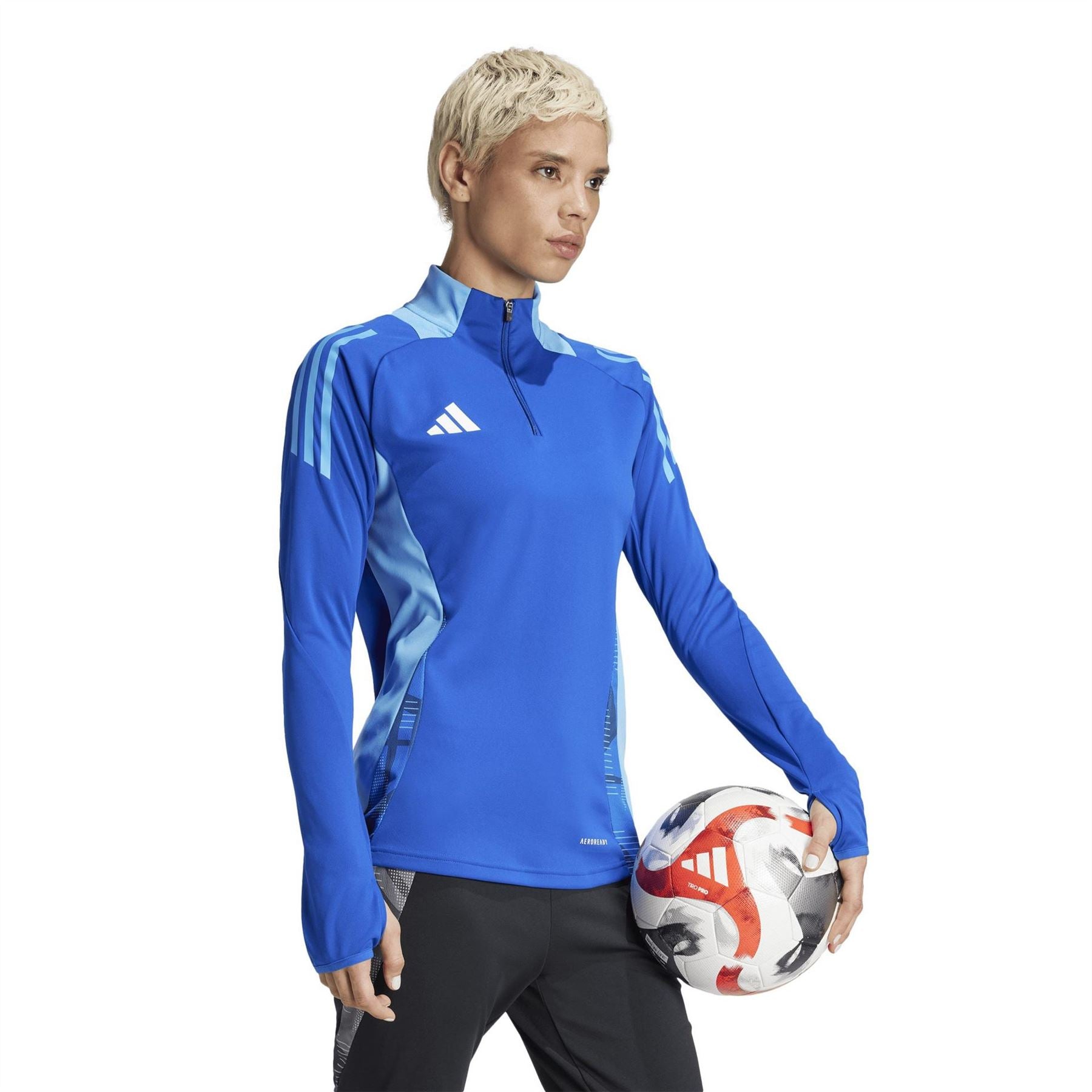 adidas Three Bar Logo Funnel Neck Raglan Sleeve Athletic Top