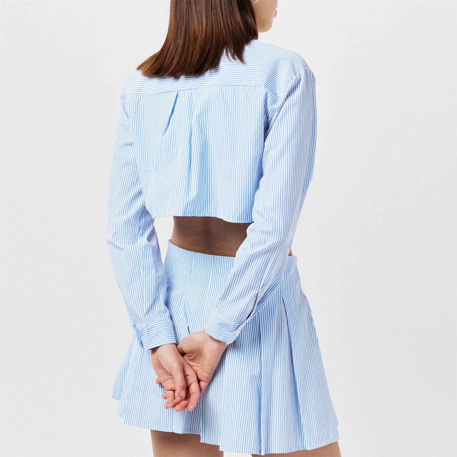 Missy Empire Womens Stripe Cotton Cropped Shirt