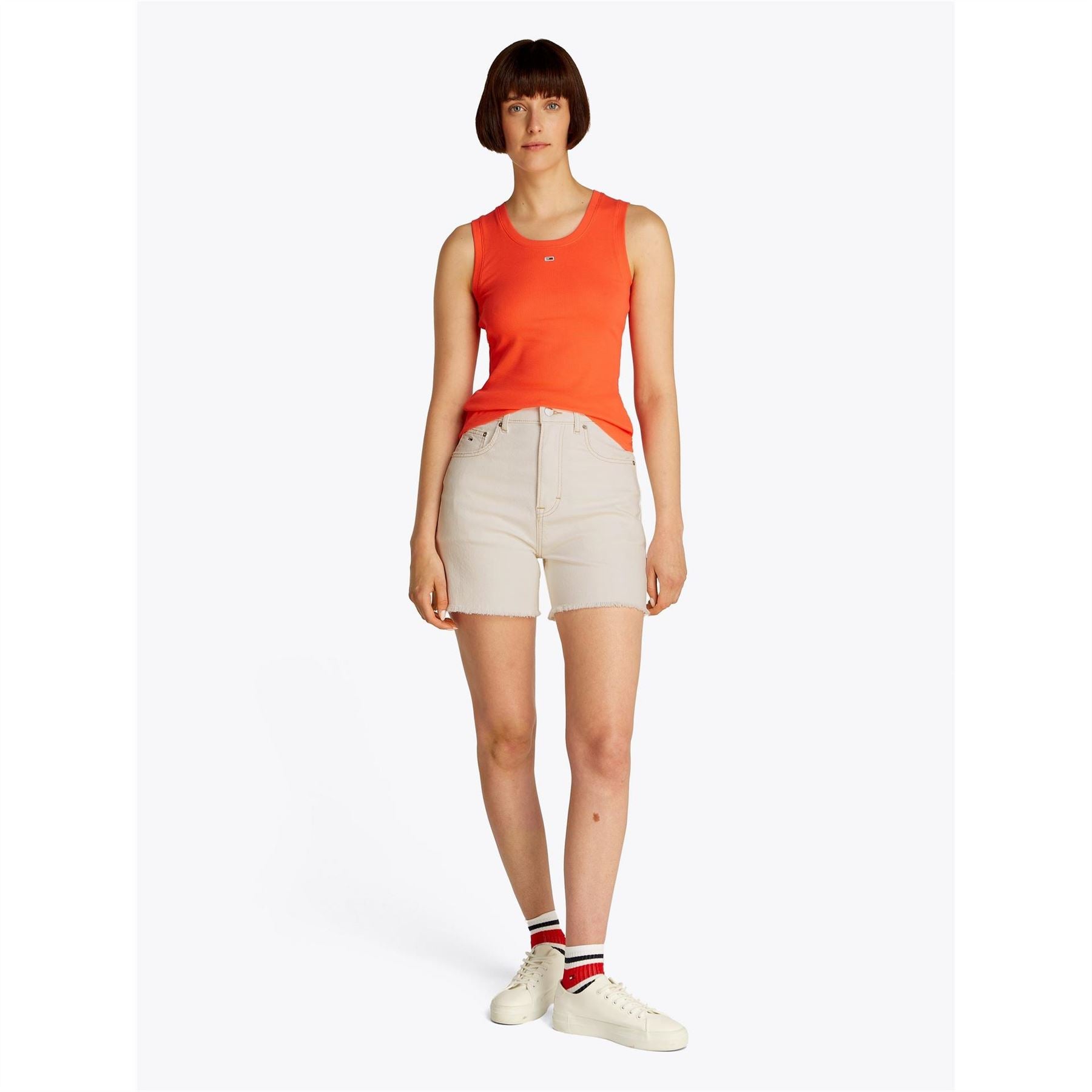 Tommy Jeans Denim Bermuda Shorts with Frayed Hem