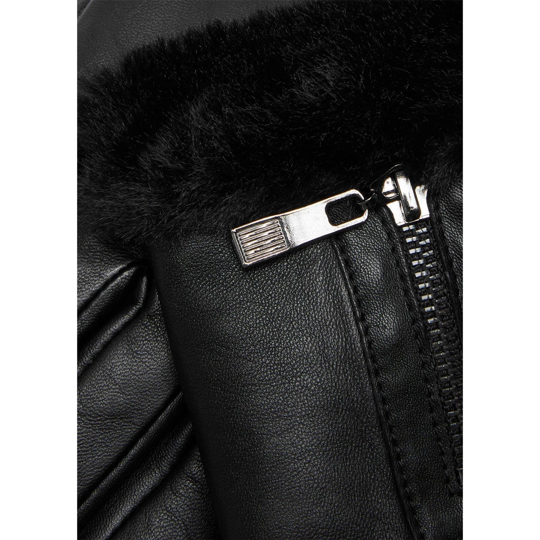 Dents Zip Leather Faux Fur cu