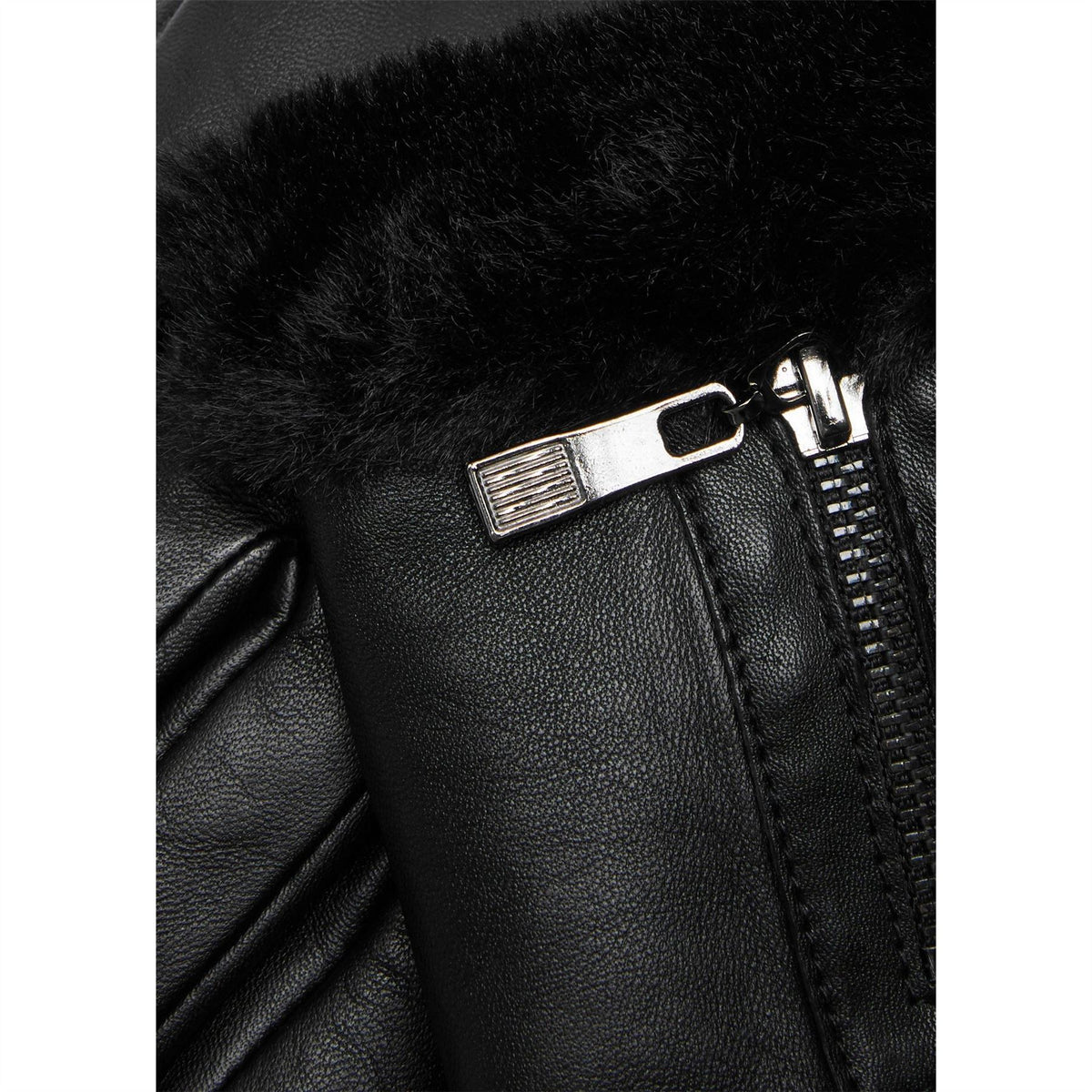 Dents Zip Leather Faux Fur cu