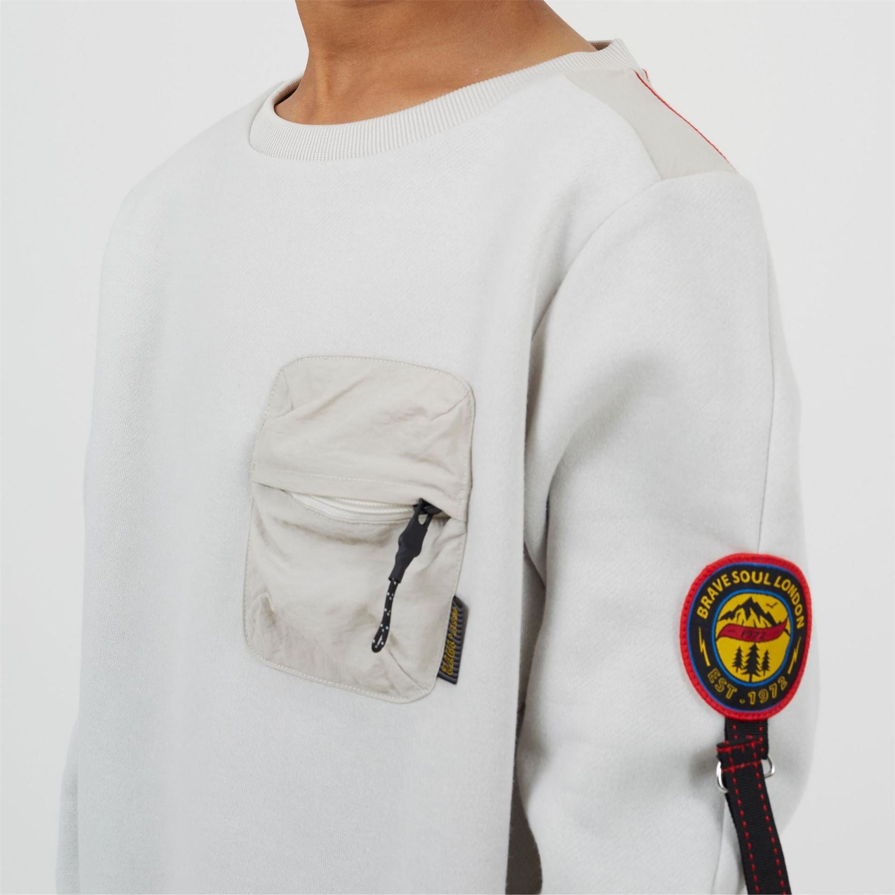 Brave Soul Crew Neck Ribbed Collar Long Sleeve Sweatshirt