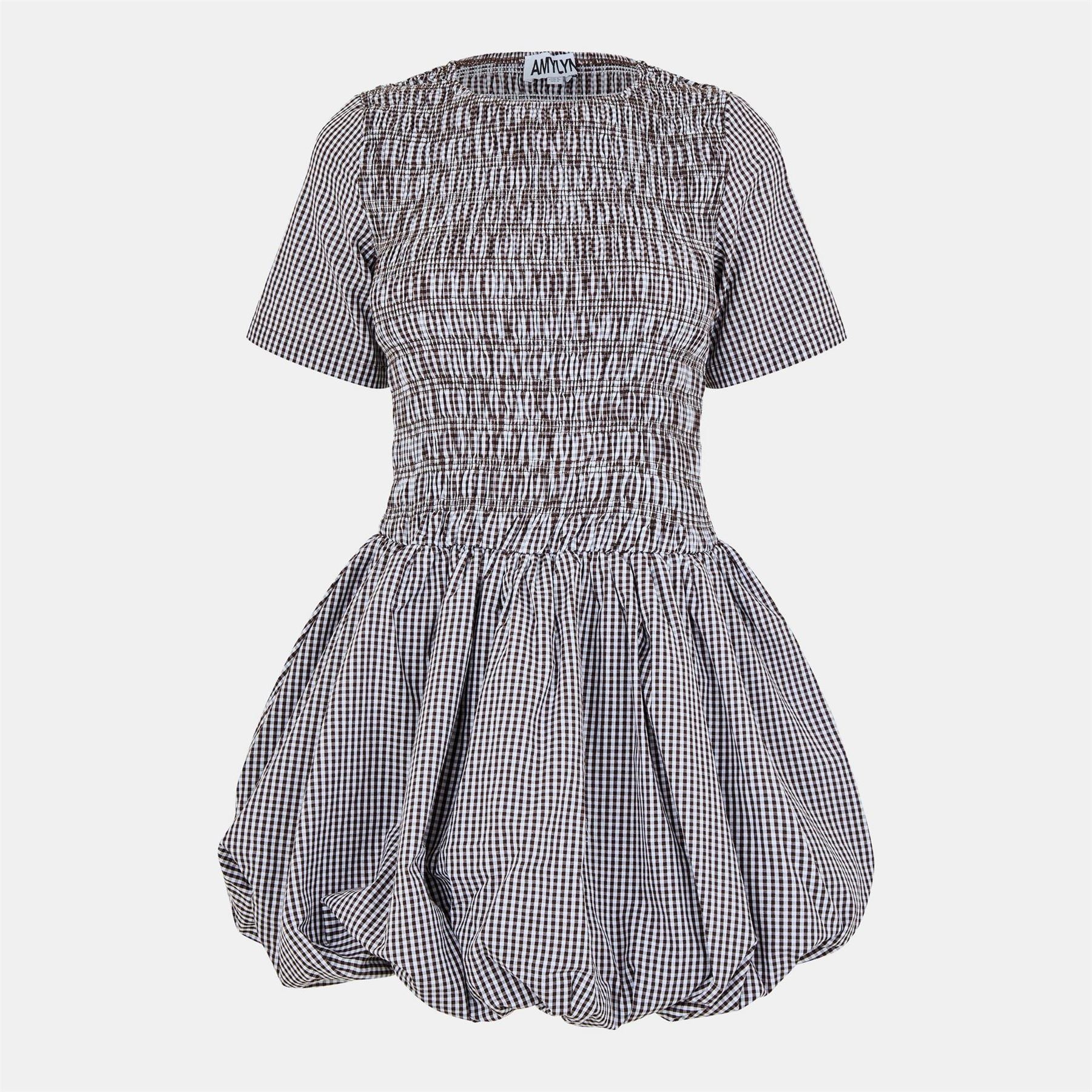 AmyLynn Elenor Chk Crew Neck Short Sleeve Mini Dress