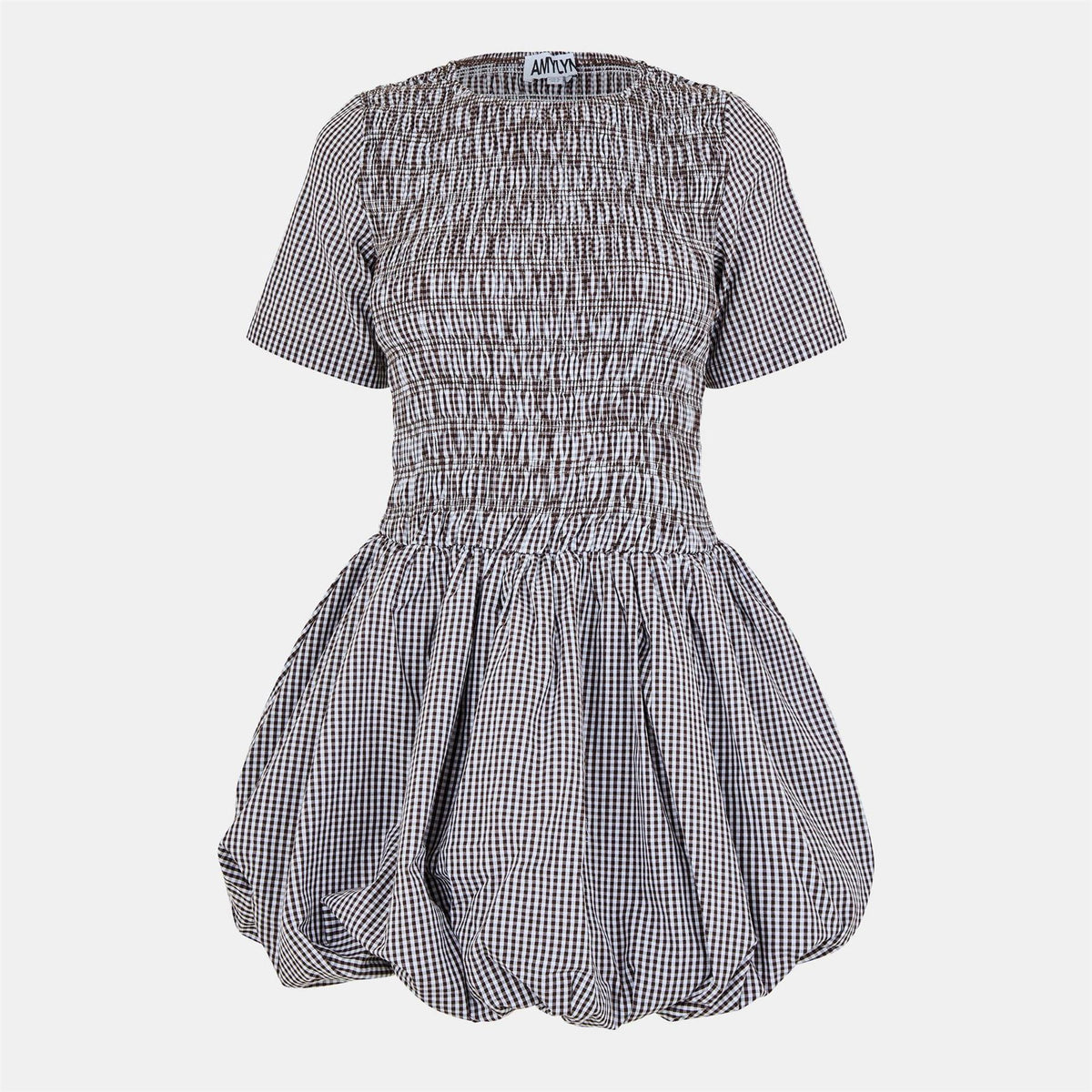 AmyLynn Elenor Chk Crew Neck Short Sleeve Mini Dress