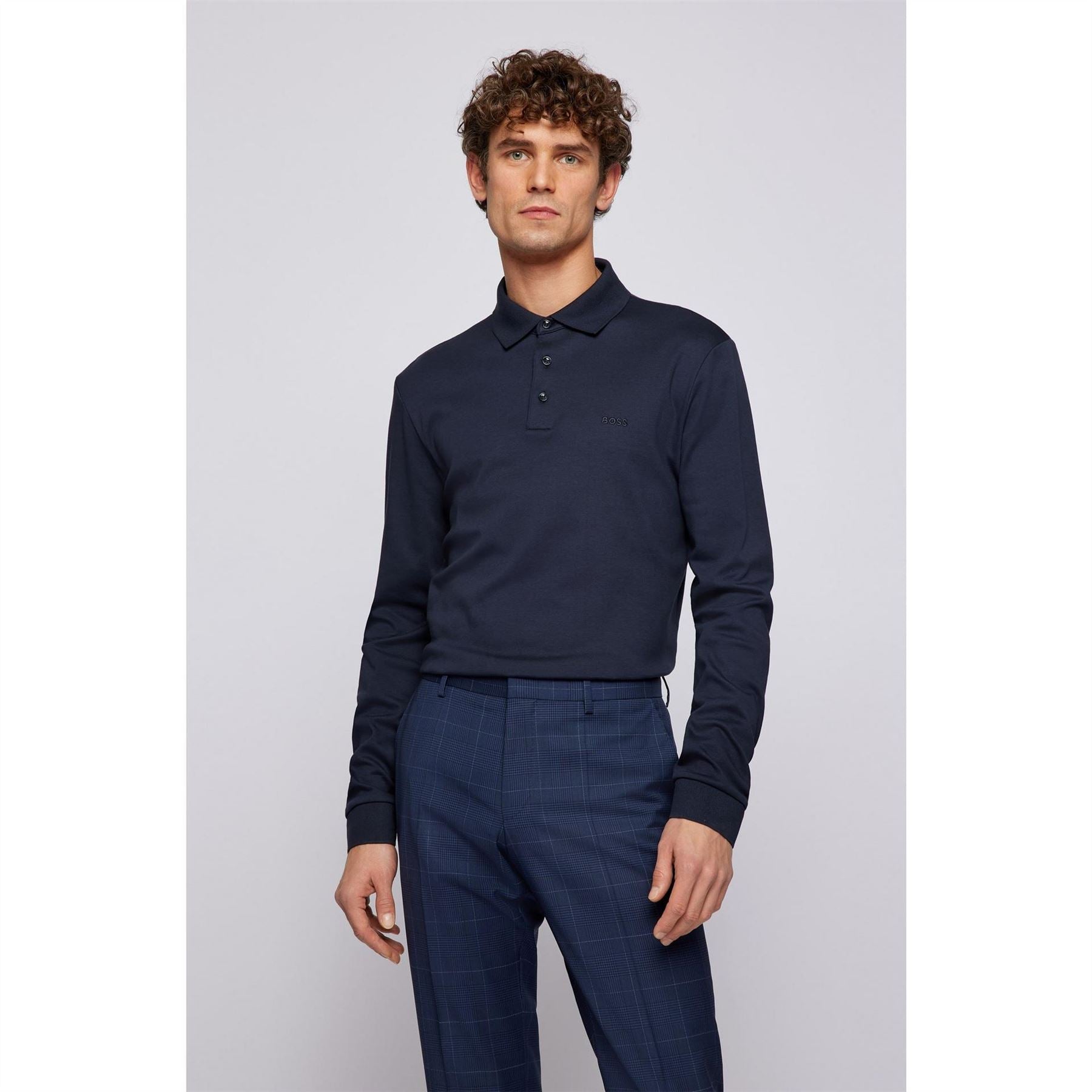 Boss Hbb Pado 30 Long Sleeve Polo Shirt, Iconic Logo Embroidered