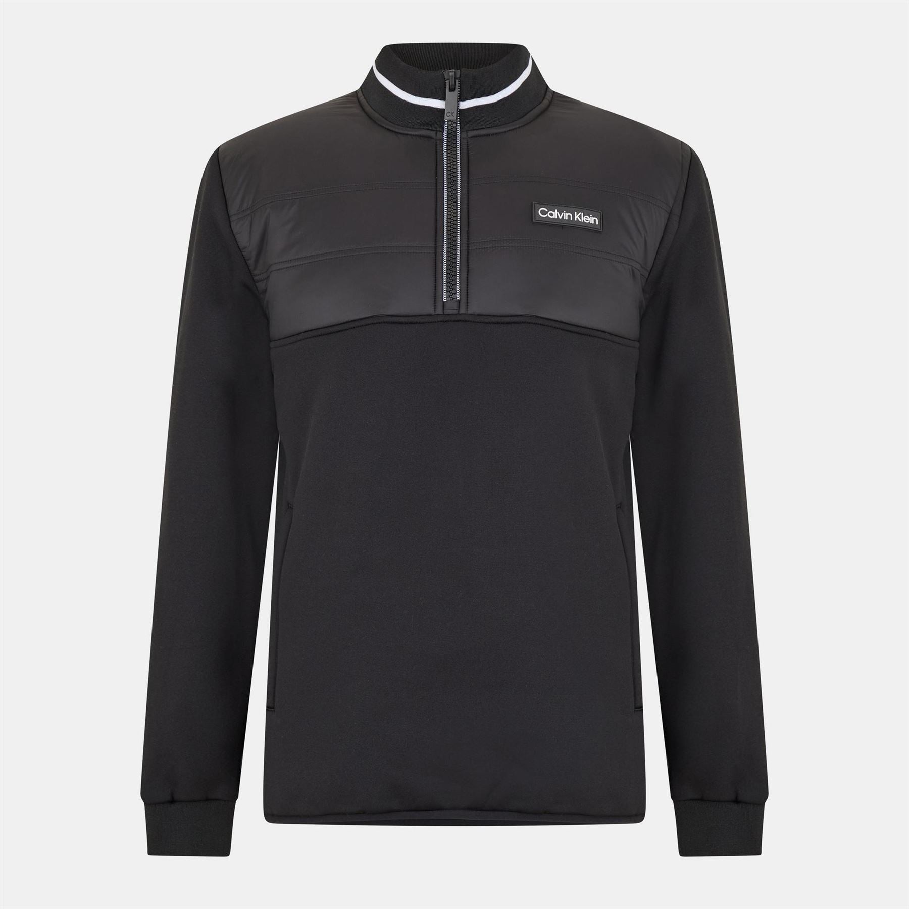 Calvin Klein Golf Solid Patterned Ribbed Cuff Sweatshirt Jacket