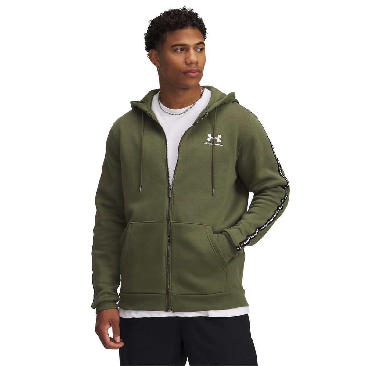 Under Armour Icon Solid Patterned Hooded Ribbed Cuff Full Zipper Sweat Jacket