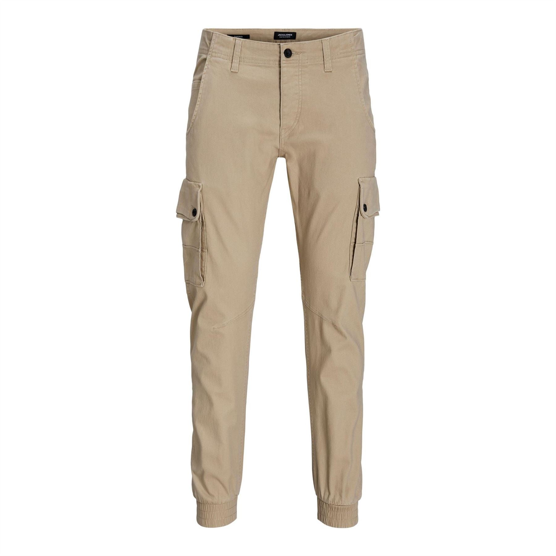 Jack and Jones Solid Patterned Cuffed Cargo Pants