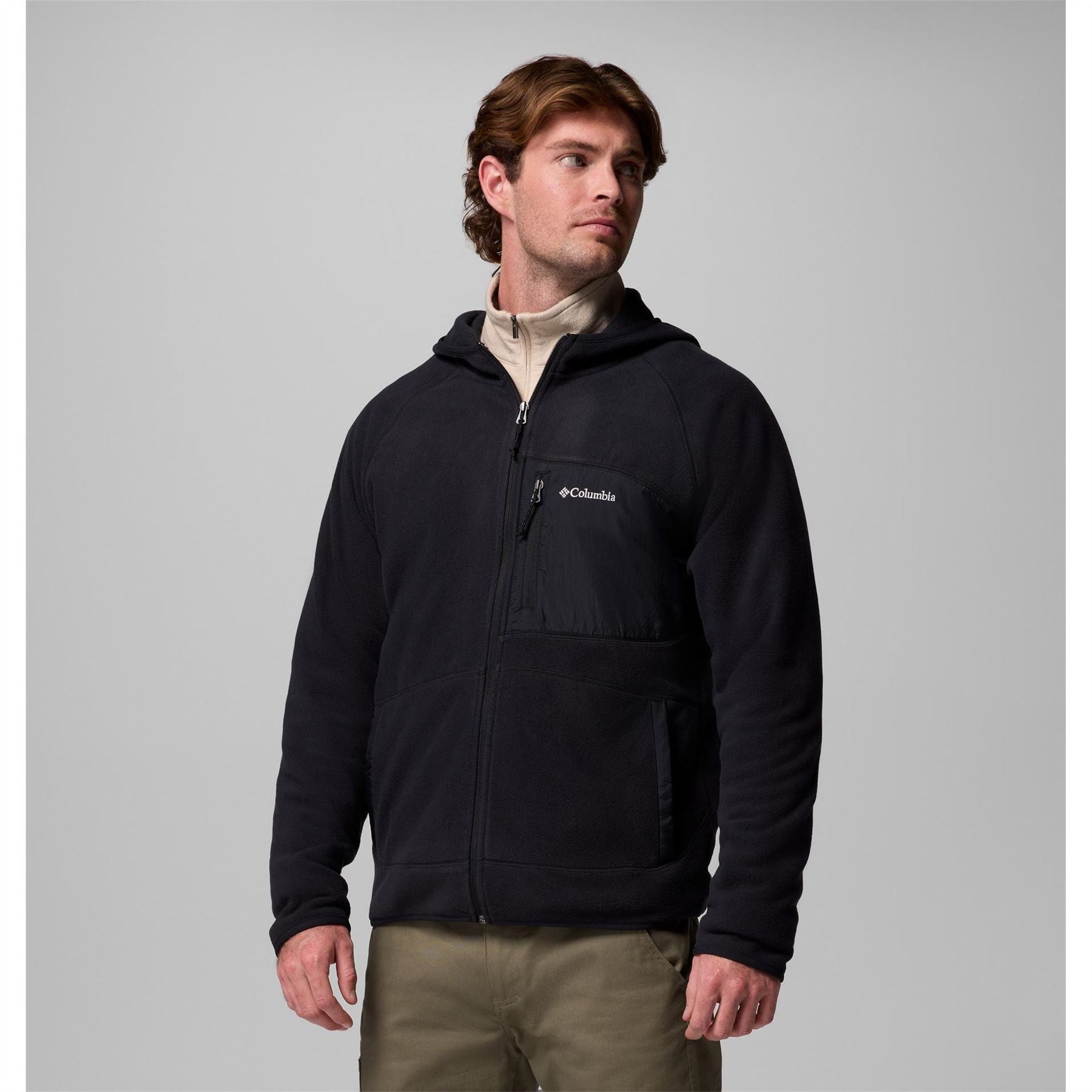 Columbia Fast Solid Patterned Hooded Neck Full Zipper Ribbed Cuff Jacket