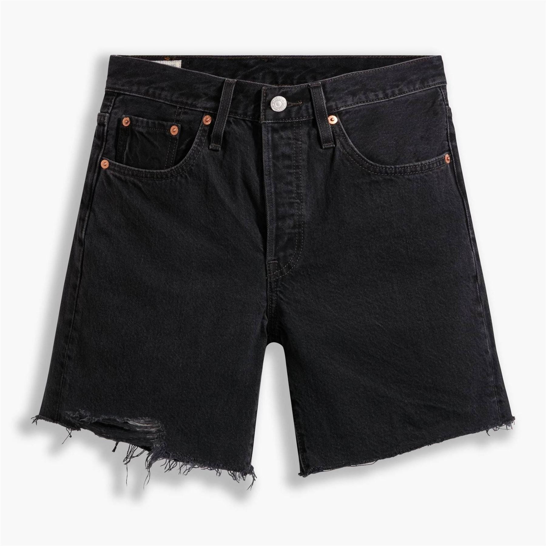Levis Mid Thigh Lunar Black Denim Shorts