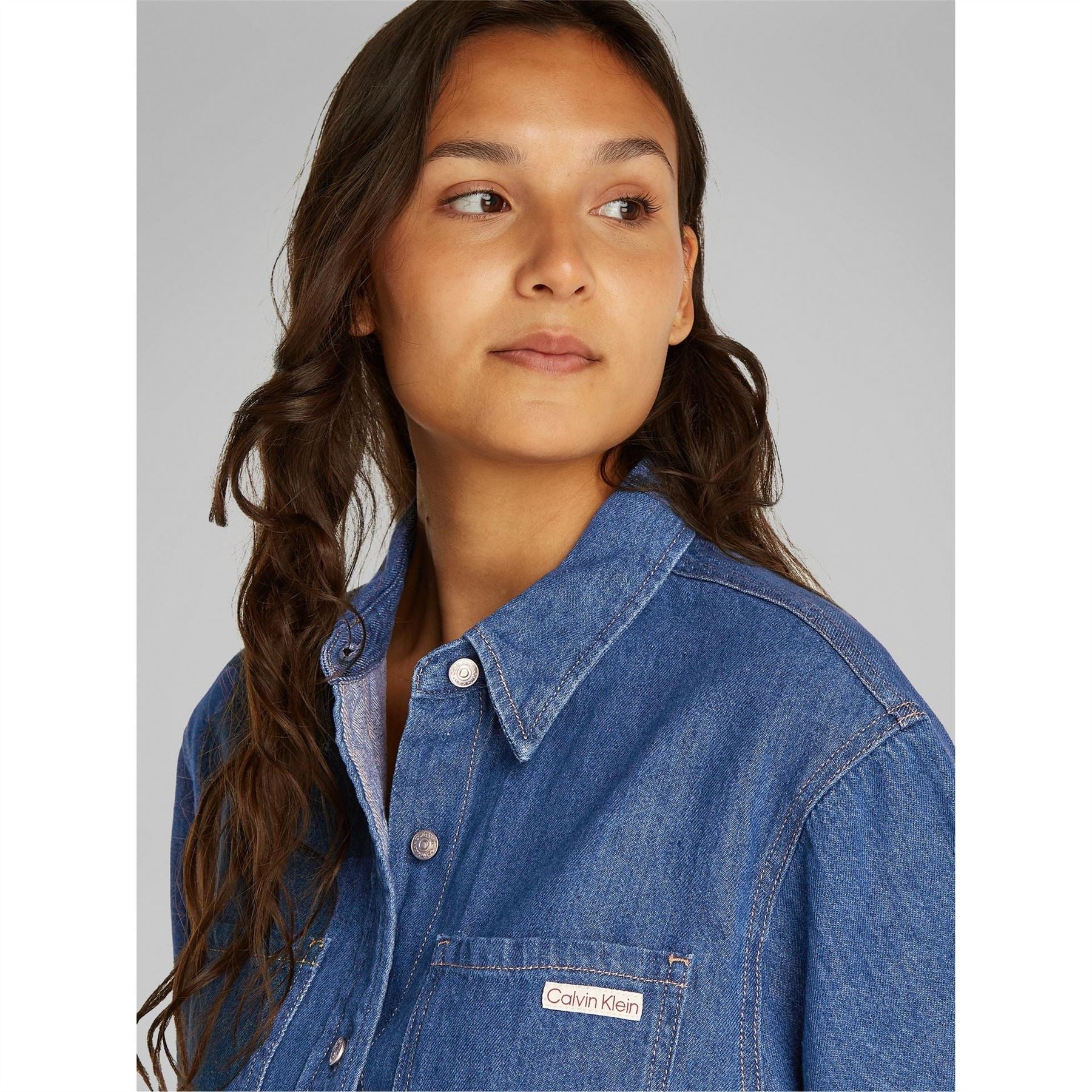 Calvin Klein Jeans Boxy Collared Neck Mini Shirtdress