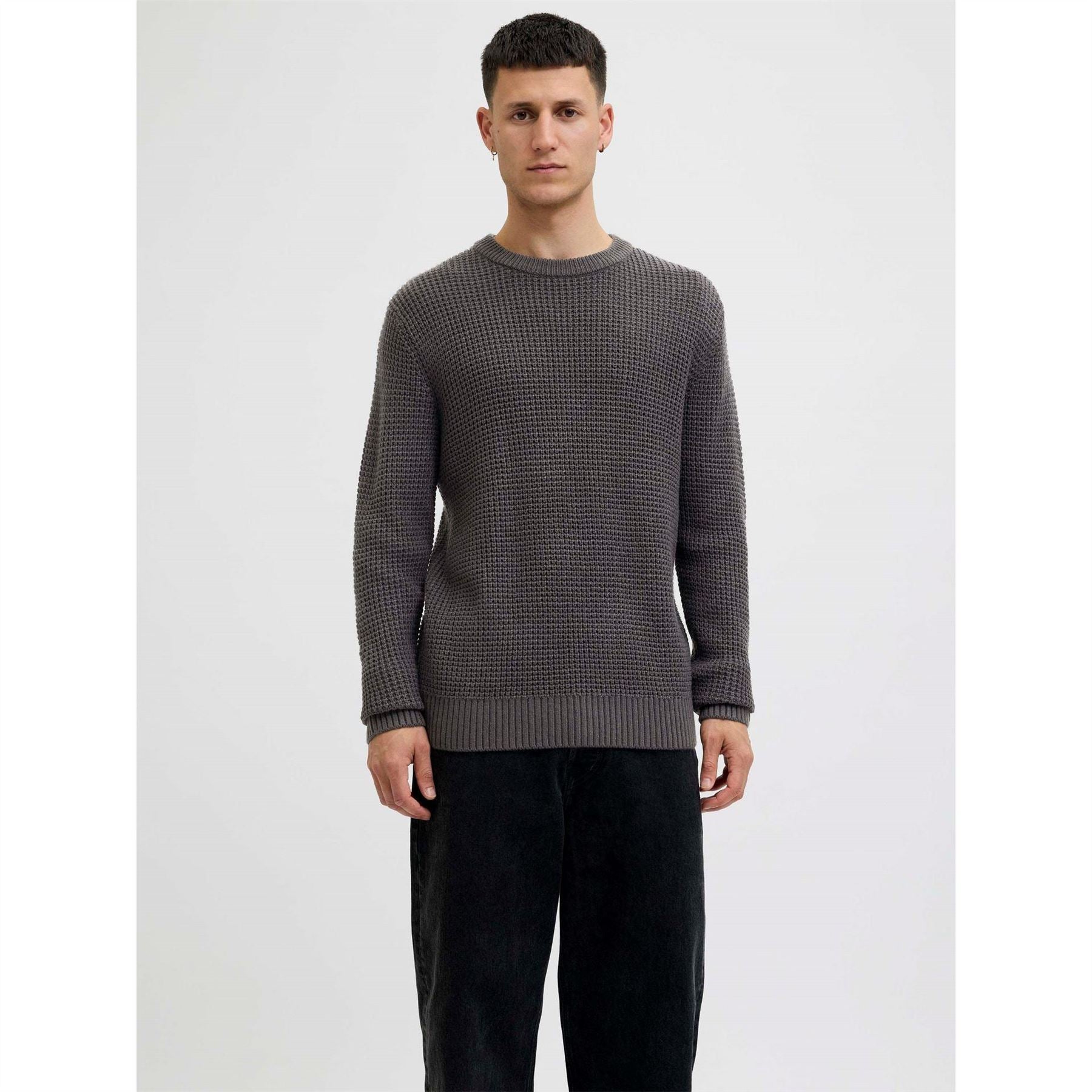 Jack and Jones Crew Neck Ribbed Collar Long Sleeve Sweater