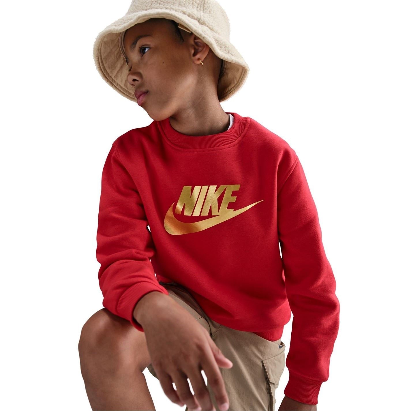 Nike Crew Neck Ribbed Collar Long Sleeve Sweatshirt