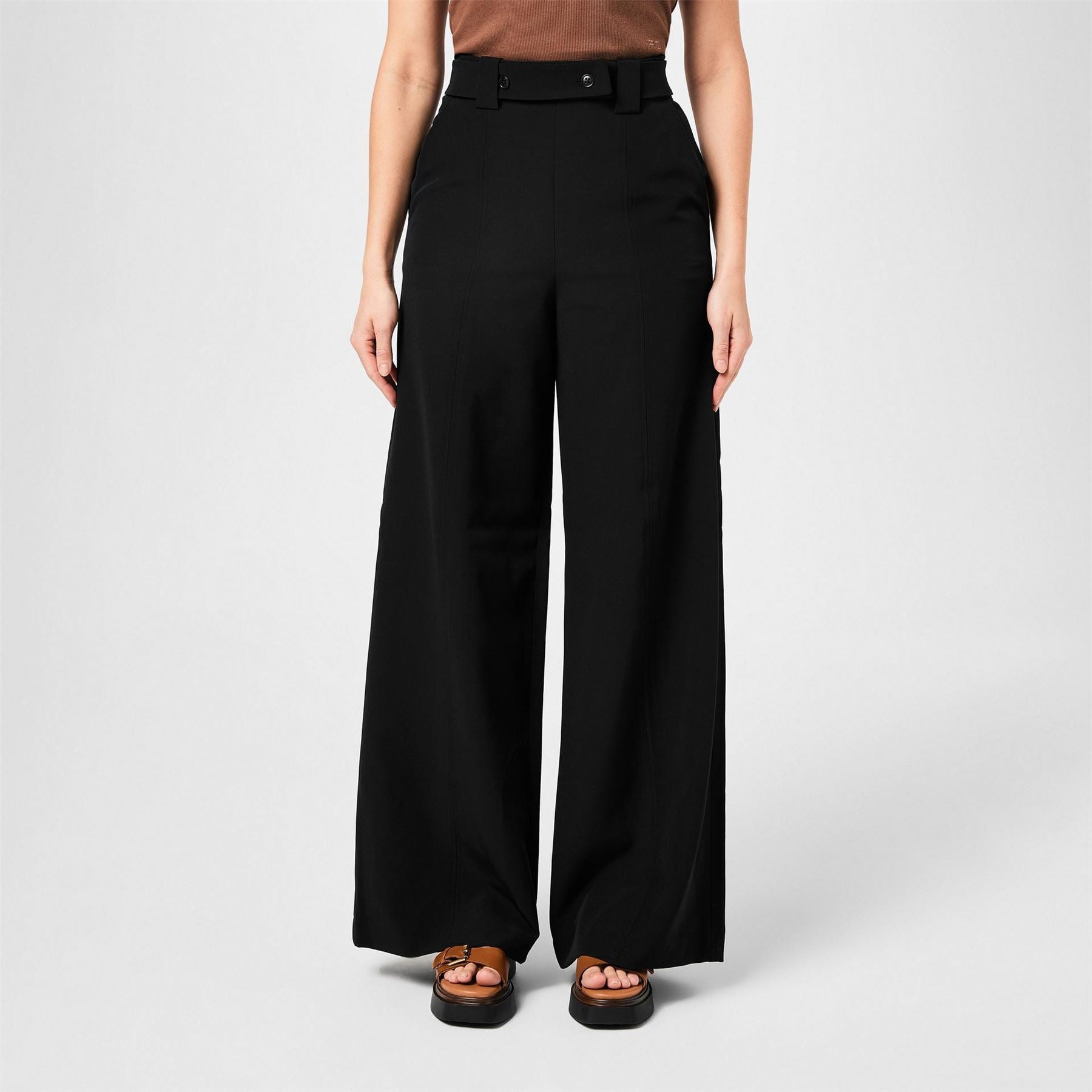 French Connection Echo Crepe Wide Leg Trousers