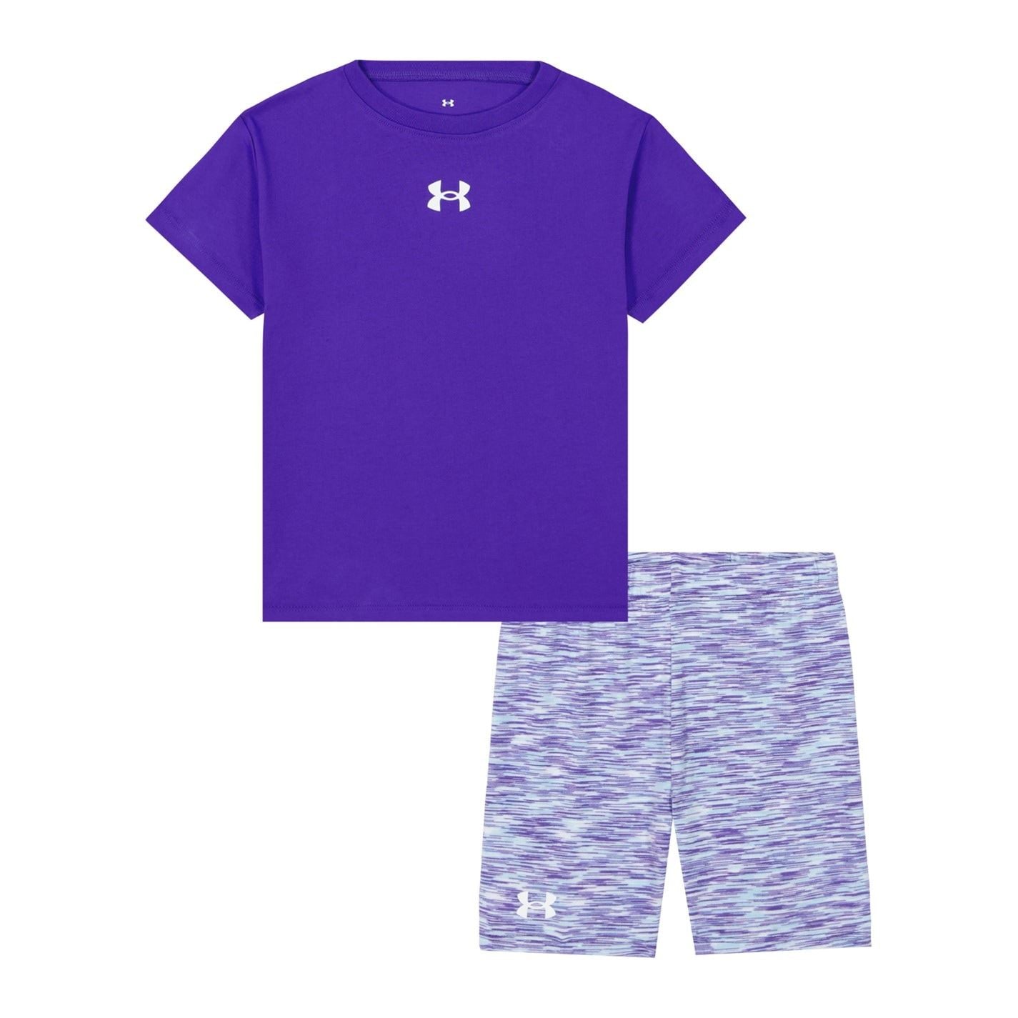 Under Armour Crew Neck Short Sleeve T-Shirt and Cycling Shorts Set