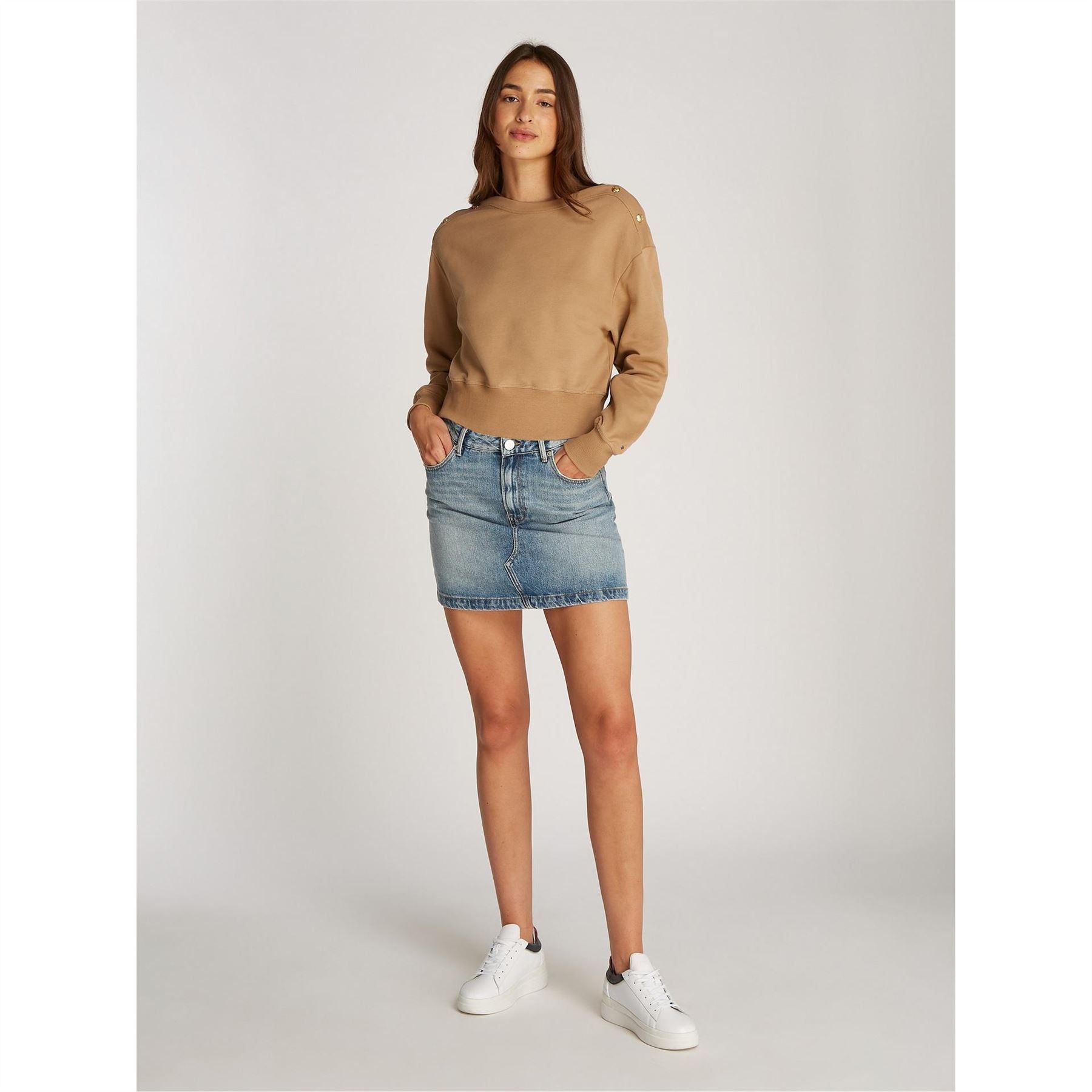 Tommy Hilfiger Gold Button Boat Neck Sweatshirt