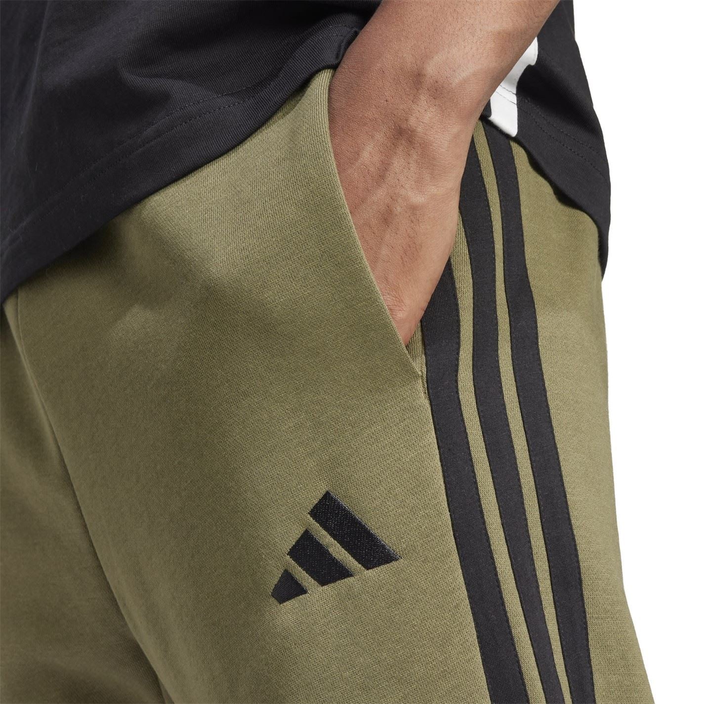 adidas Fleece Tapered Cuff 3 Stripes Joggers M