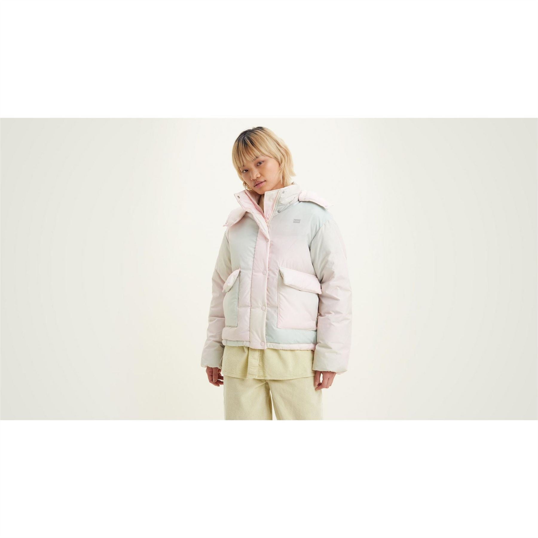 Levis Levis Cropped Hooded Long Sleeve Down Short Puffer Jacket