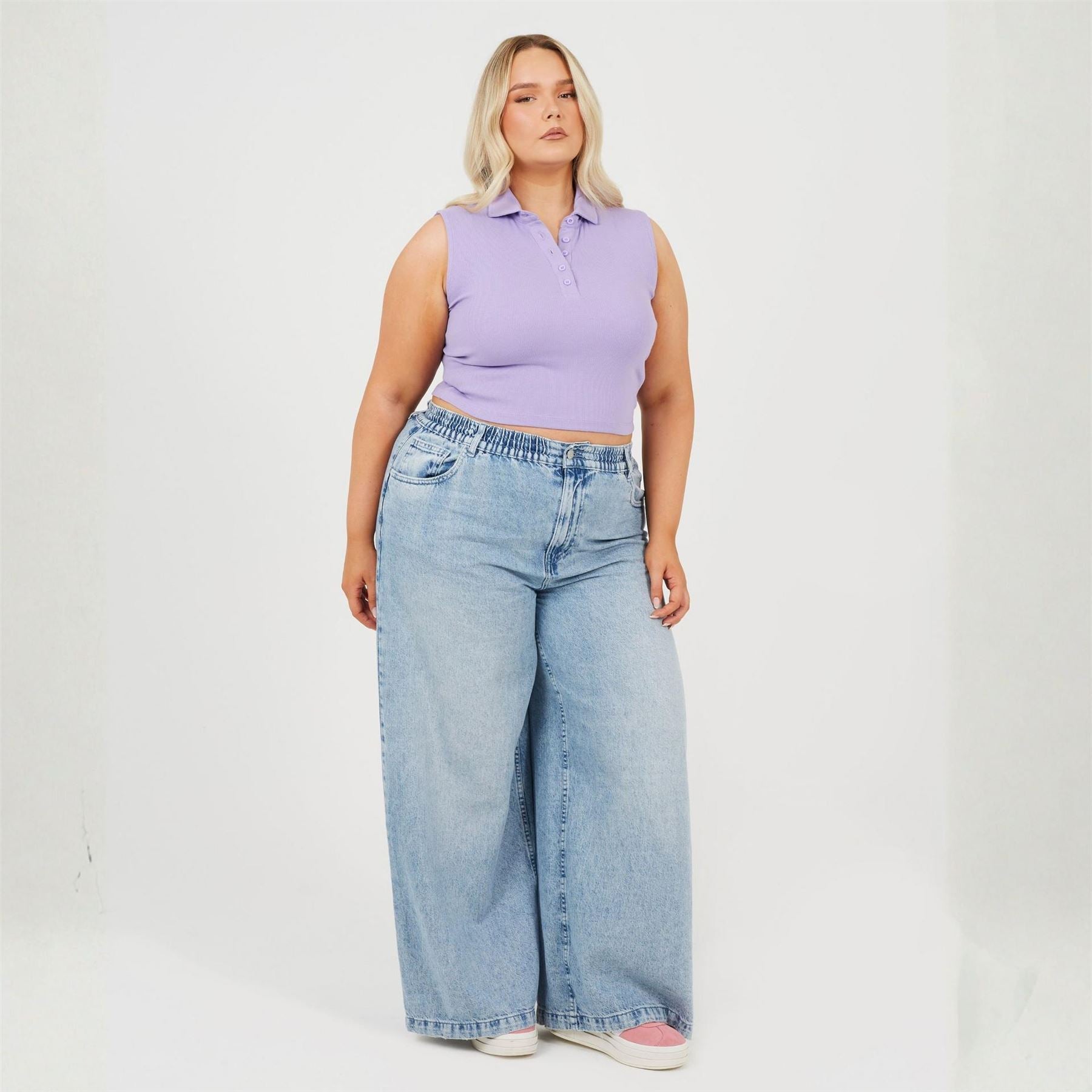 Brave Soul Womens Plus Size Vest With Collar And Buttons