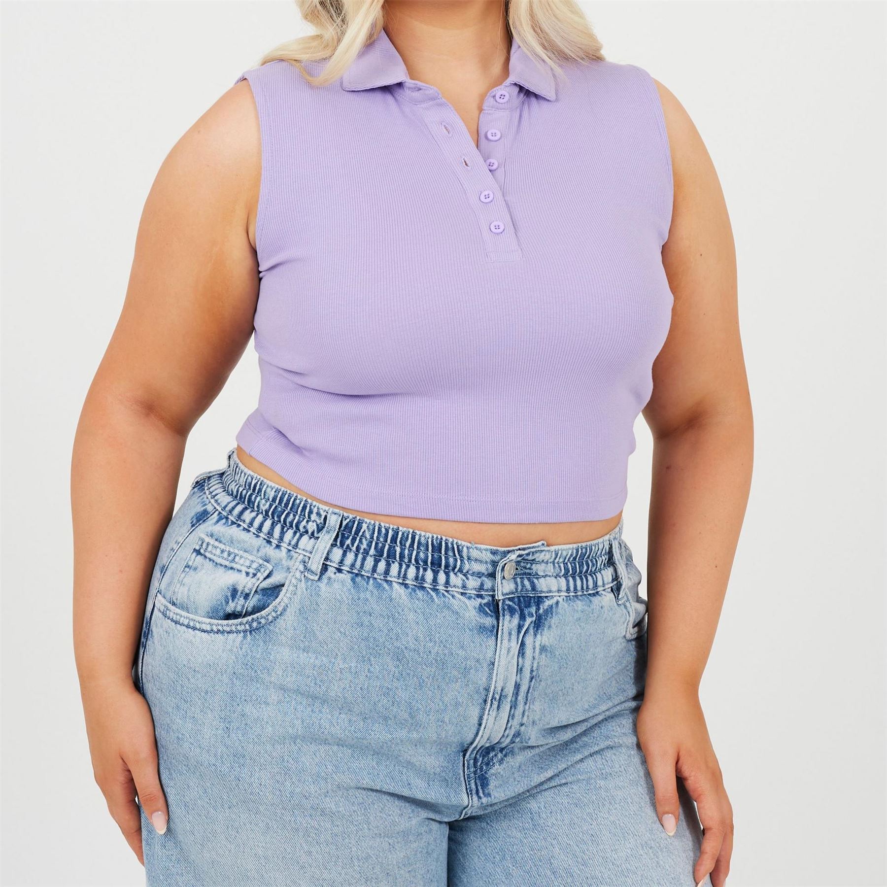 Brave Soul Womens Plus Size Vest With Collar And Buttons