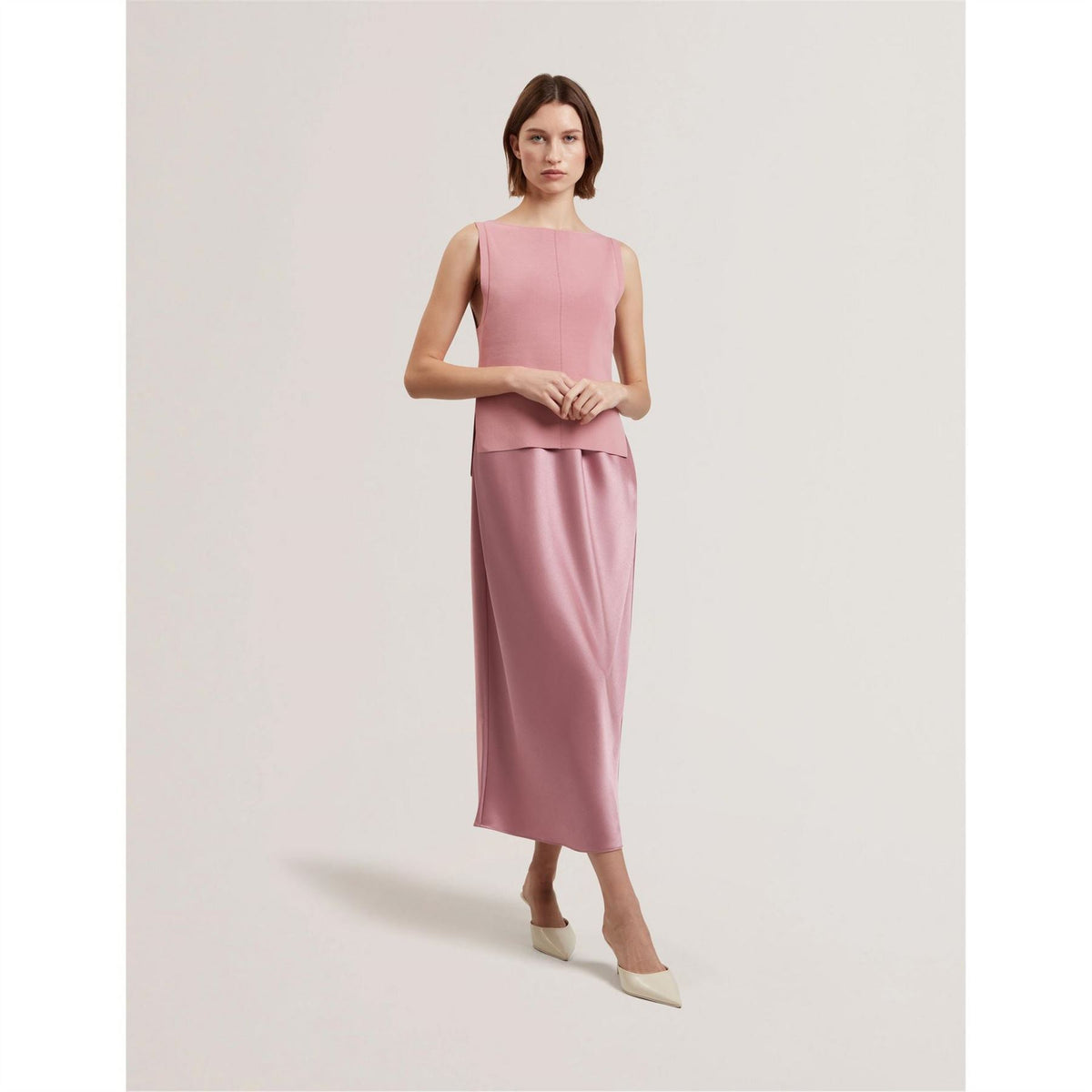 Ted Baker Knit Satin Sleeveless Midi Dress