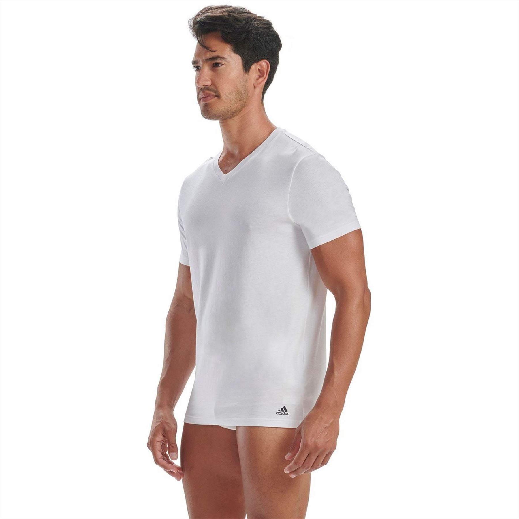 adidas Mens 3 Pack Active Core Cotton V Neck T-Shirt