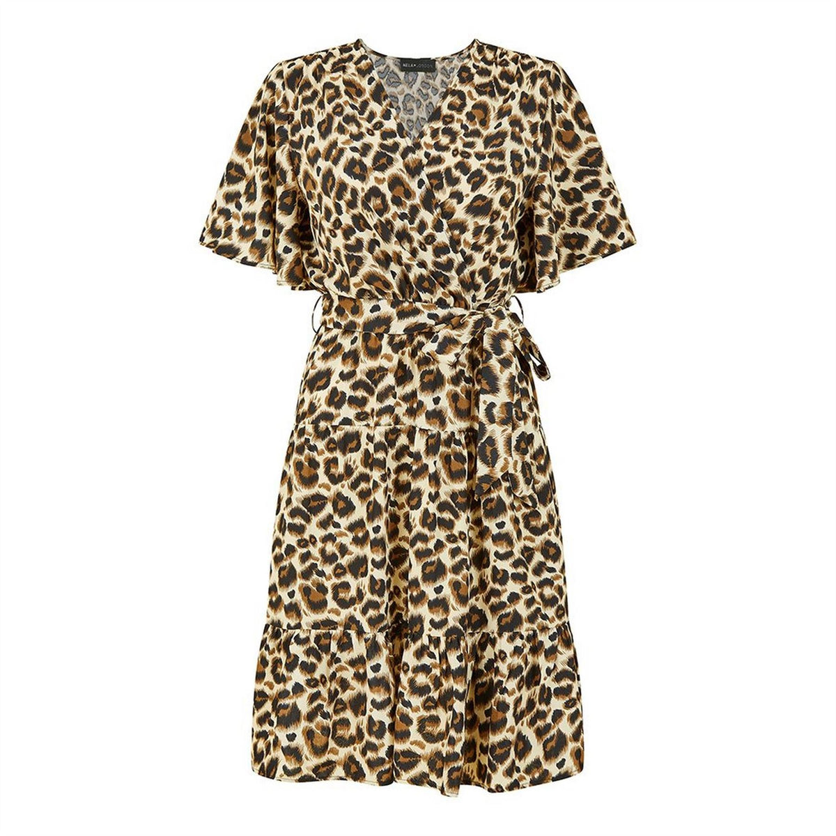 Mela London Brown V-Neck Knee Length Skater Dress