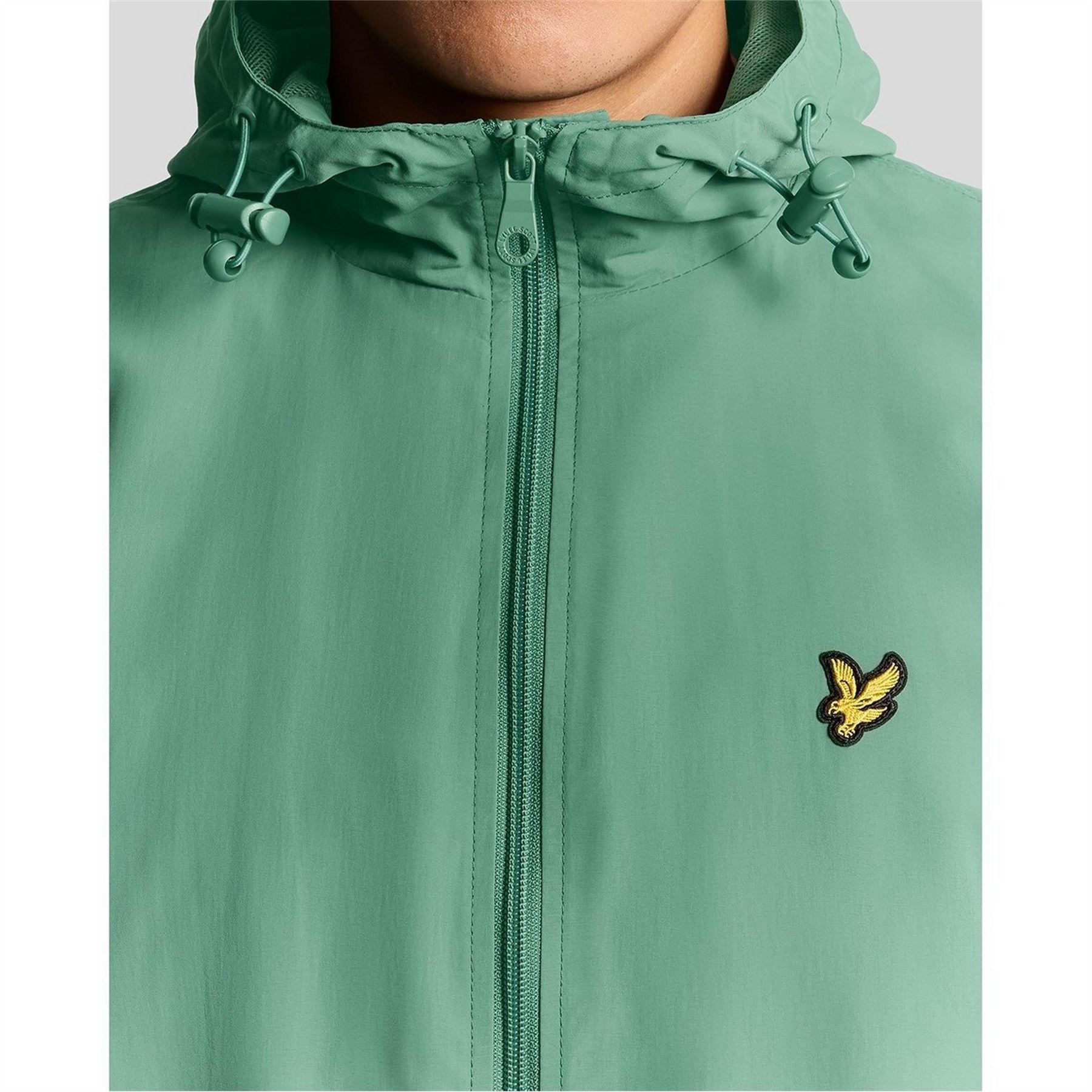 Lyle and Scott Zip Through Cotton Wind Resistant Long Sleeve Hooded Rain Anorak