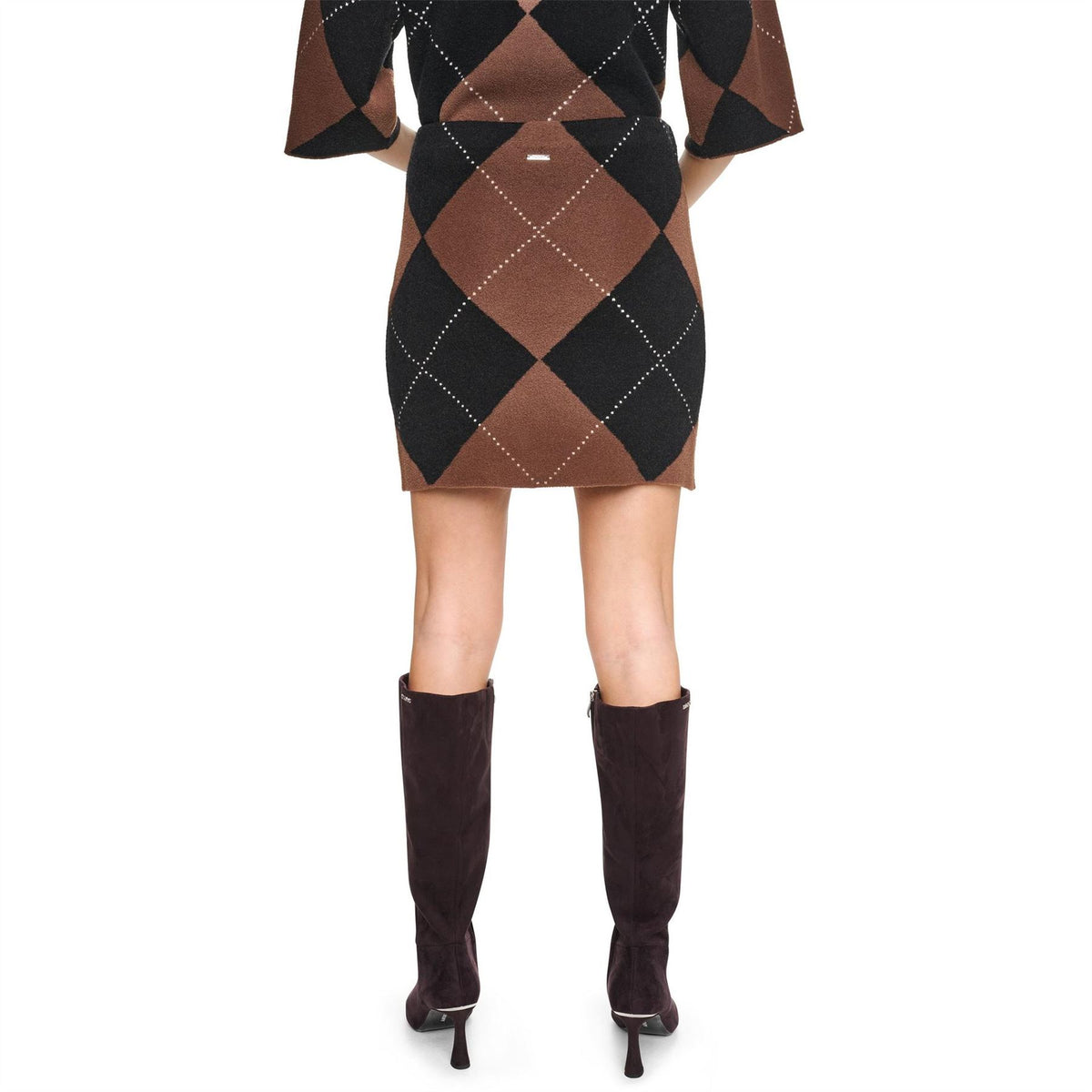 DKNY Fuzzy Argyle Short Skirt