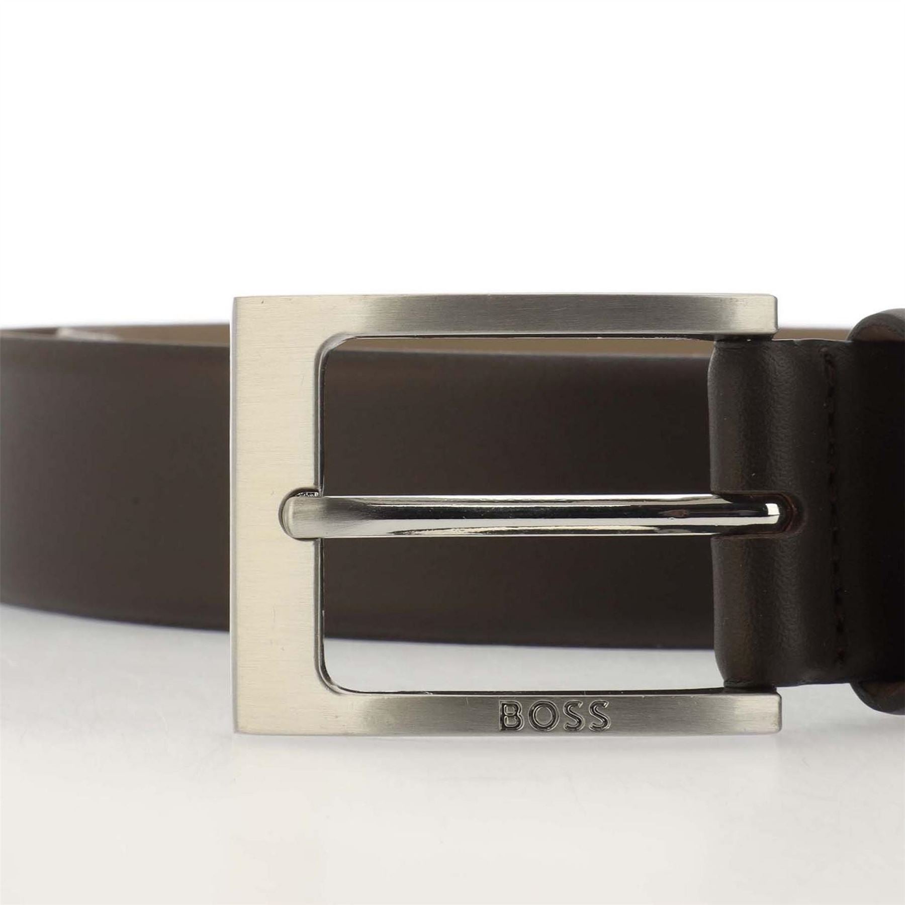 Boss Leather Pin Buckle Belt with Metal Logo