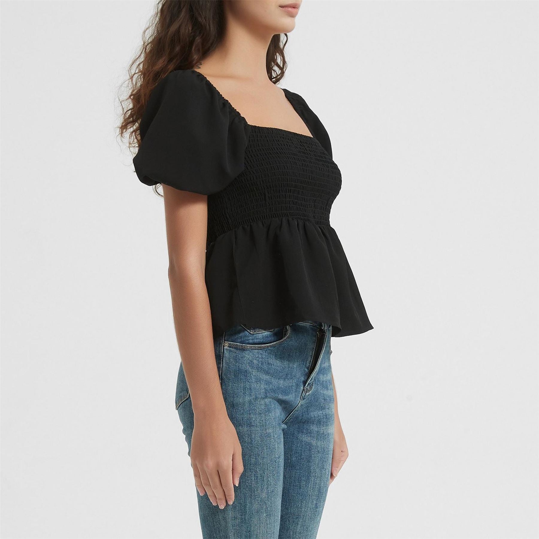 Be You Square Neck Regular Fit Short Sleeve Blouse