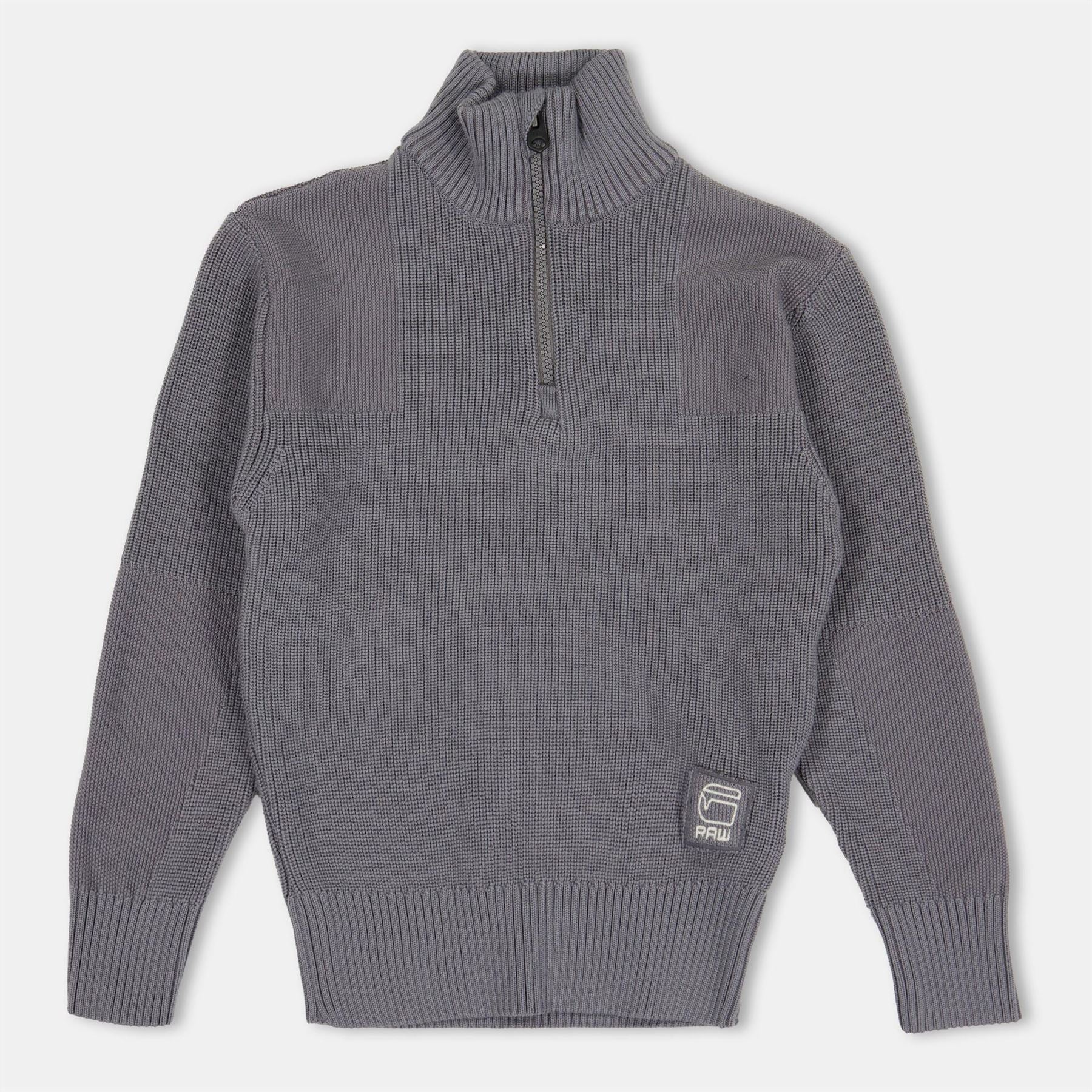 G Star Army Zip Neck Ribbed Collar Long Sleeve Sweater
