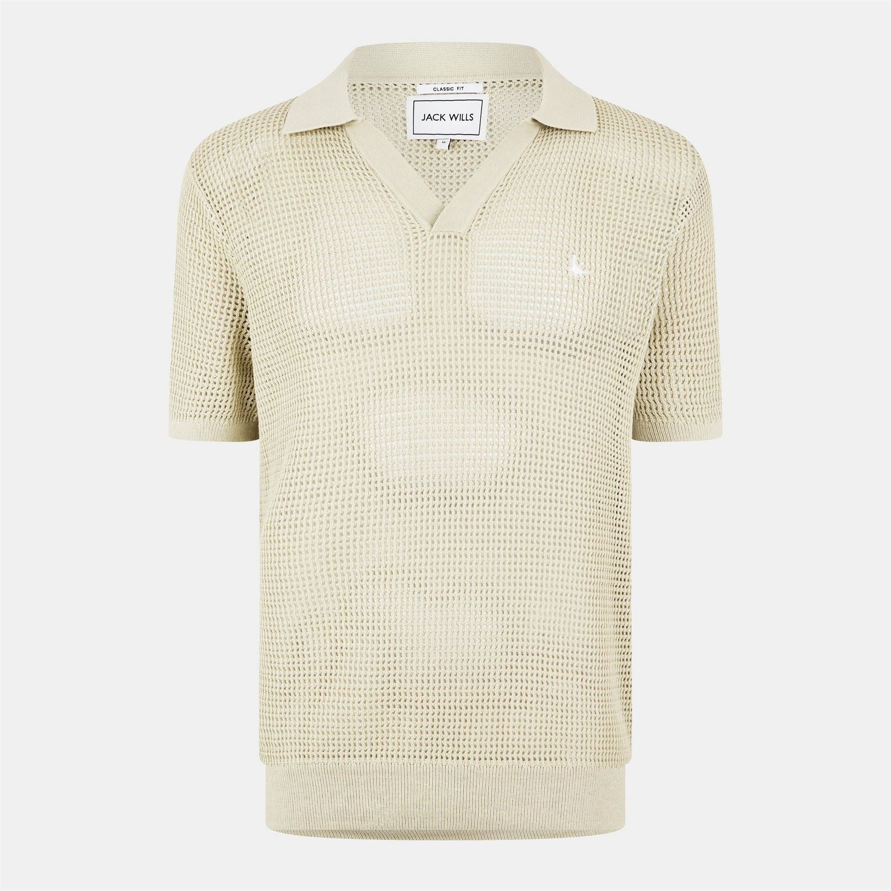 Jack Wills Open Knit Short Sleeve Polo Shirt