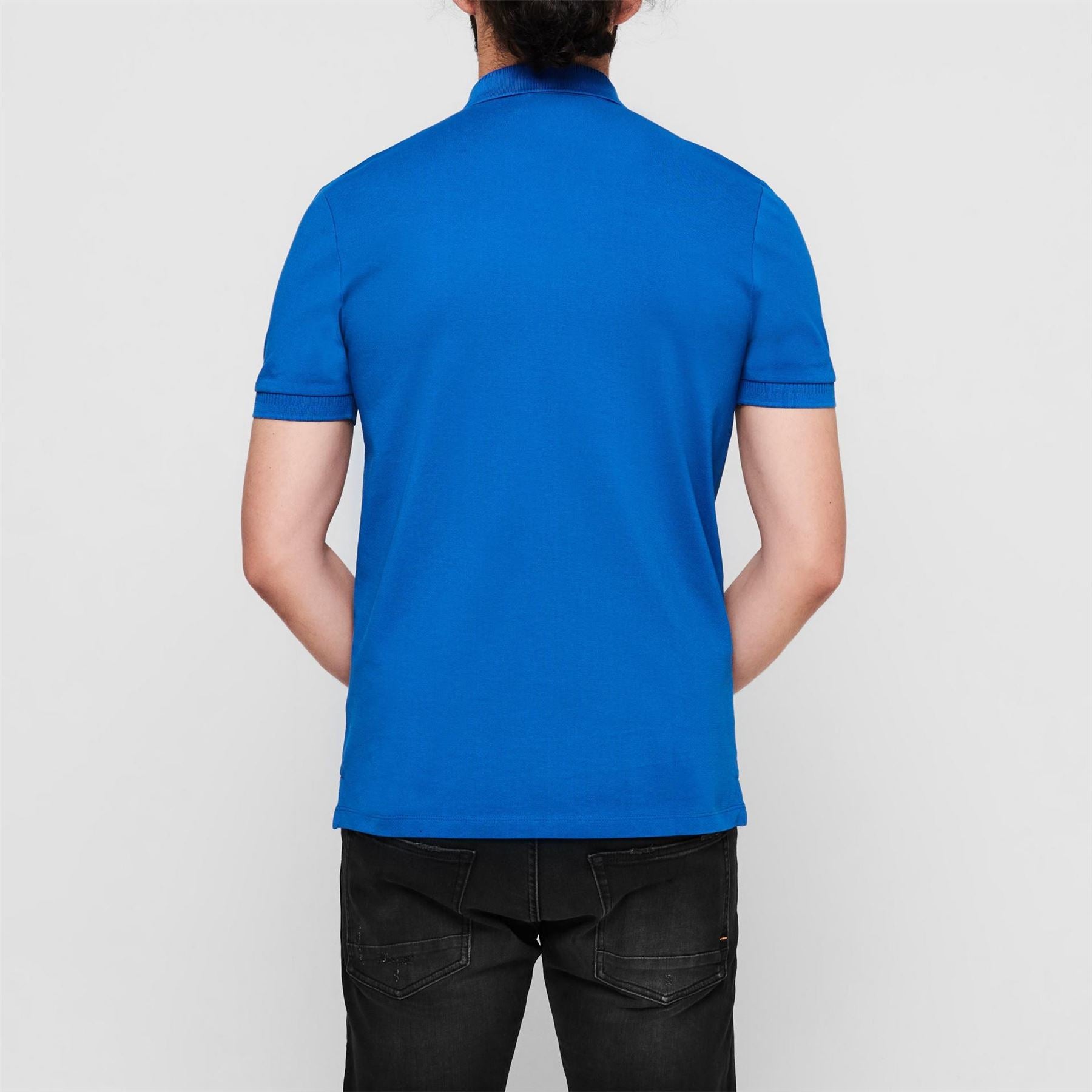 Hugo HUGO Deruso Short Sleeve Polo Shirt with Logo Detail and Ribbed Collar   Premium Cotton