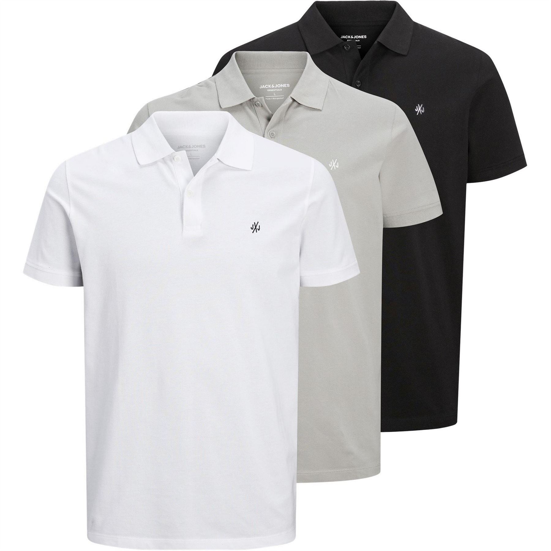 Jack and Jones Mens 3 Pack Short Sleeve Polo Shirt