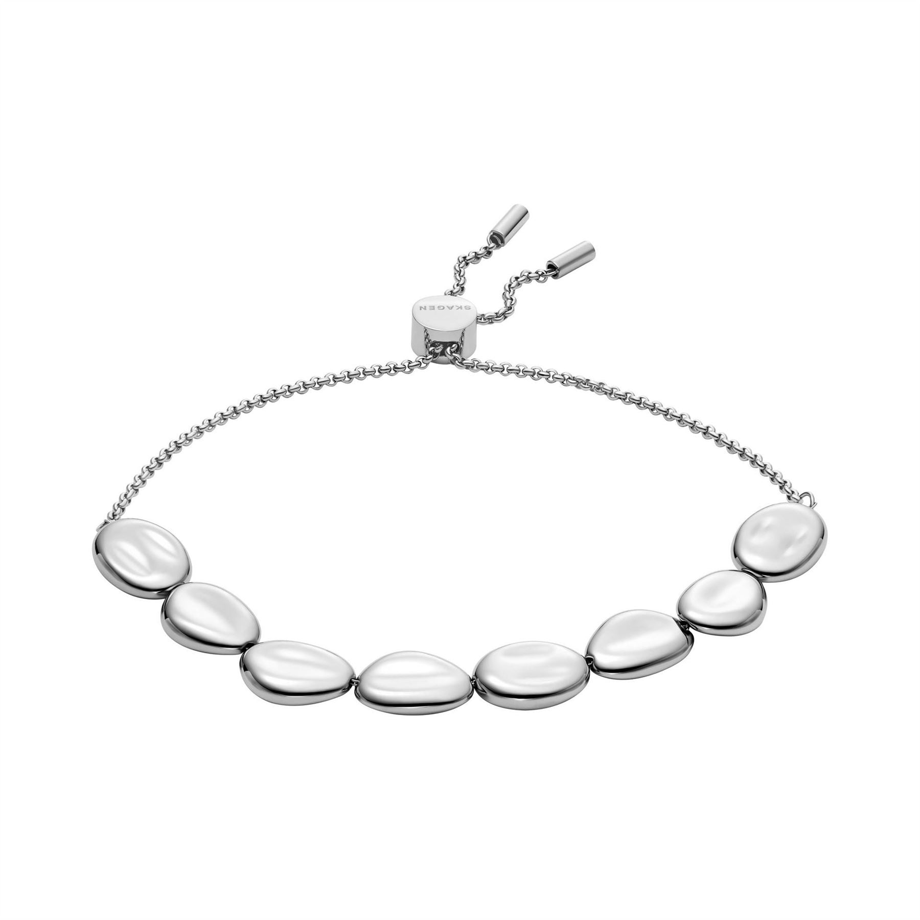 Skagen Anja Pebble Silver Stainless Steel Beaded Station Bracelet Skj1832040