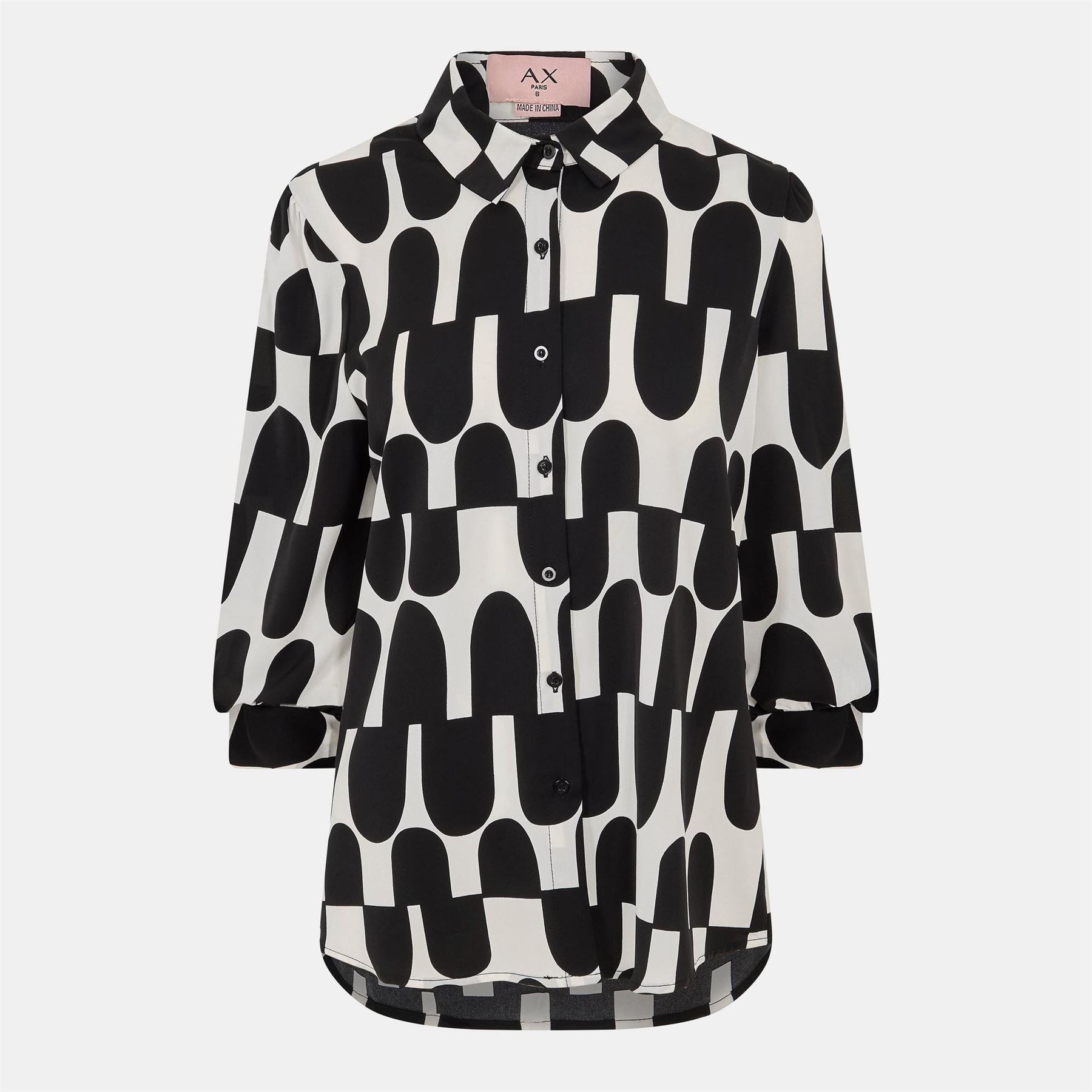 AX Paris And Cream Geometric Print Three Quartersleeve Shirt