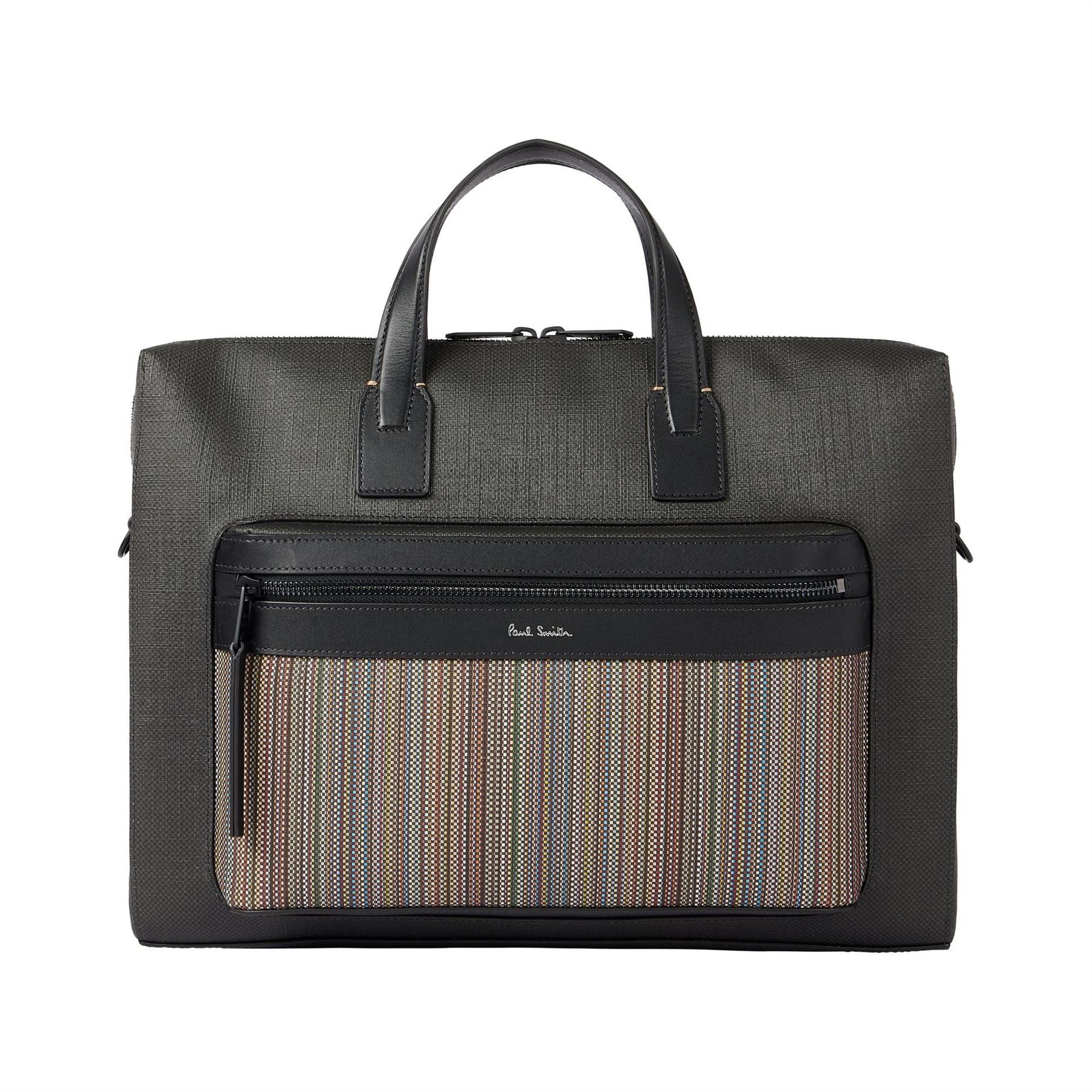 Paul Smith Striped Patterned Rectangle Briefcase with Logo