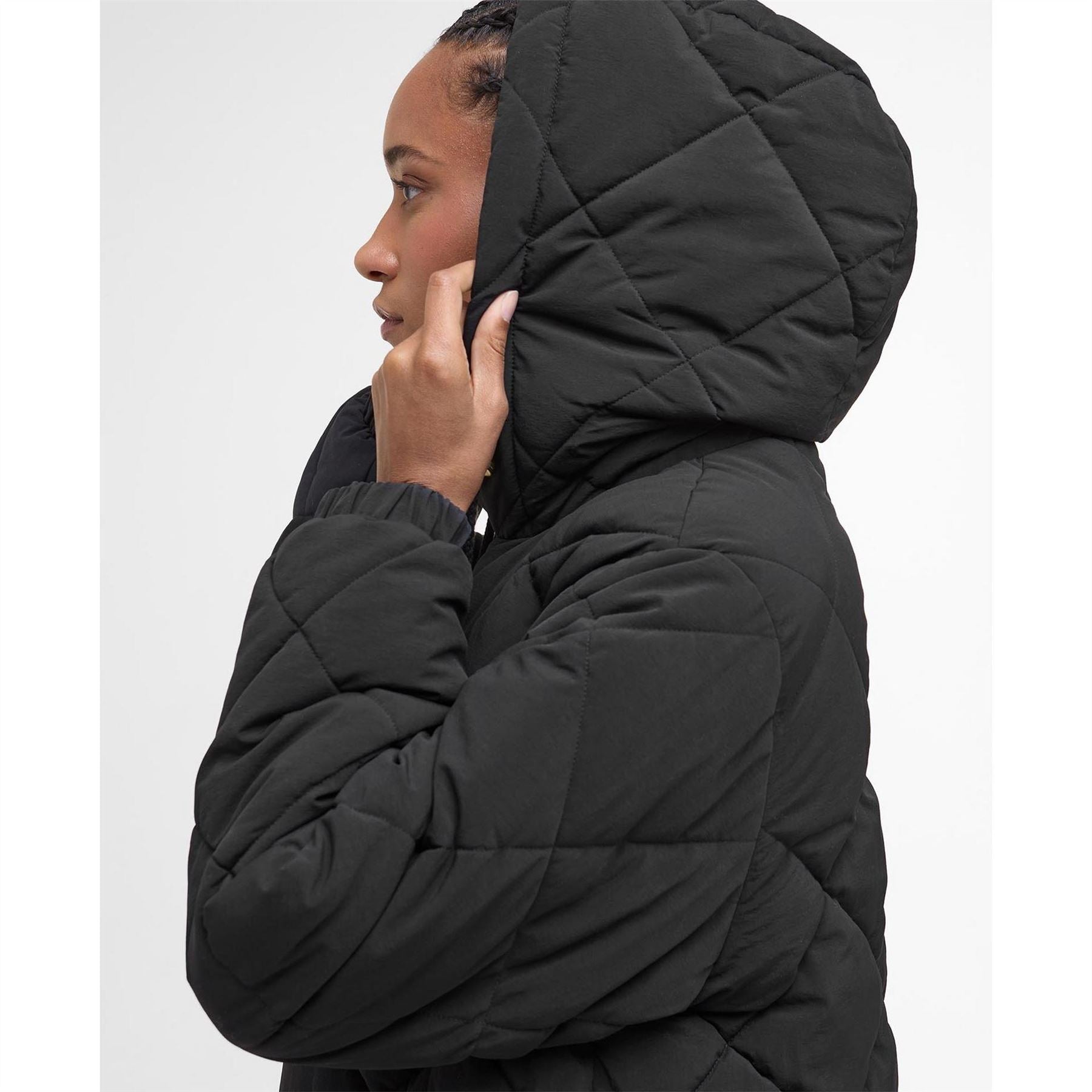 Barbour Kirkton Diamond Quilted Hooded Long Puffer Jacket